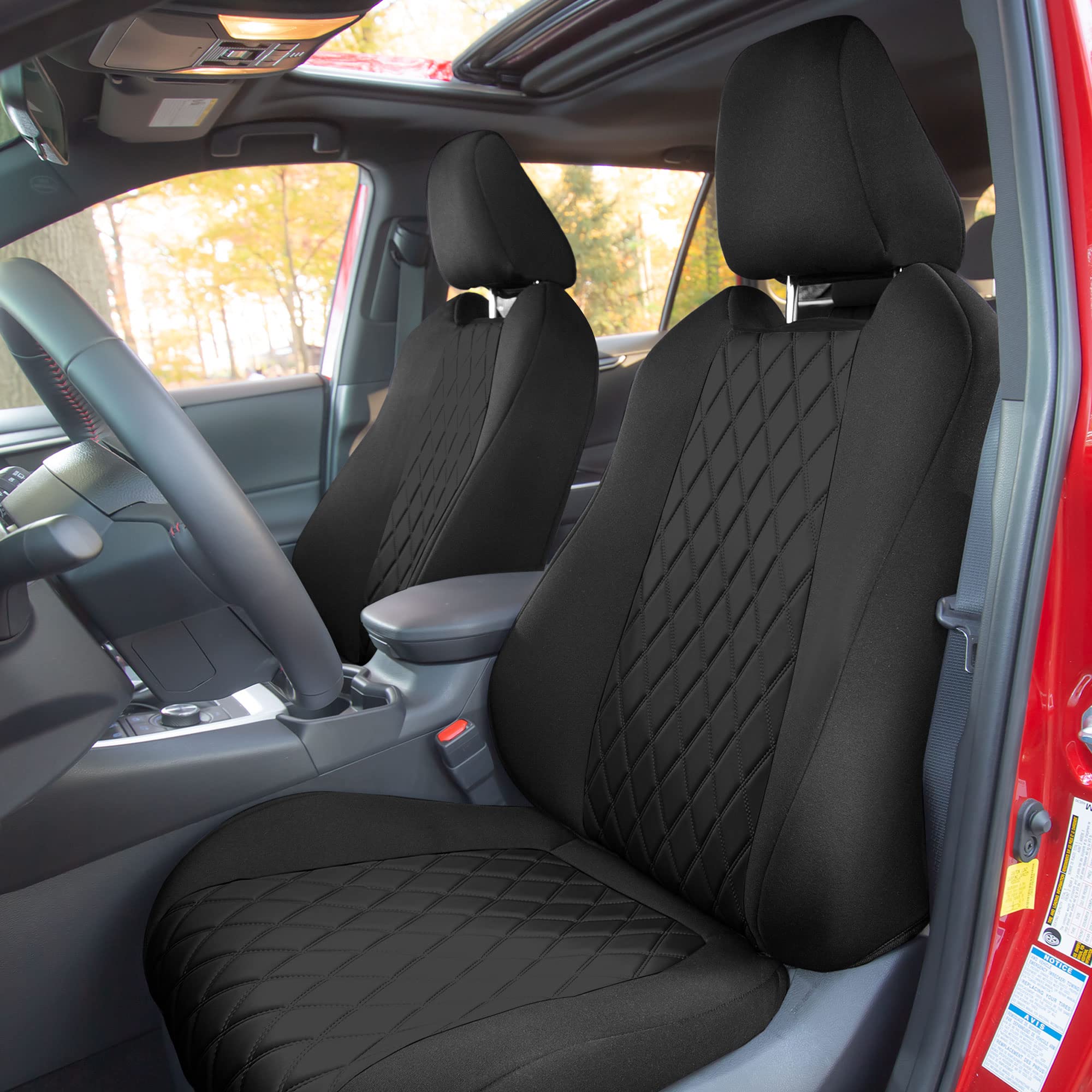 Premium Custom Fit Seat Covers for Toyota RAV4 Hybrid & Prime (2021-2022) - Water Resistant Neosupreme Neoprene Front Seat Covers Set in Black | Durable Car Interior Accessories for Commuting, Road Trips & Outdoor Adventures