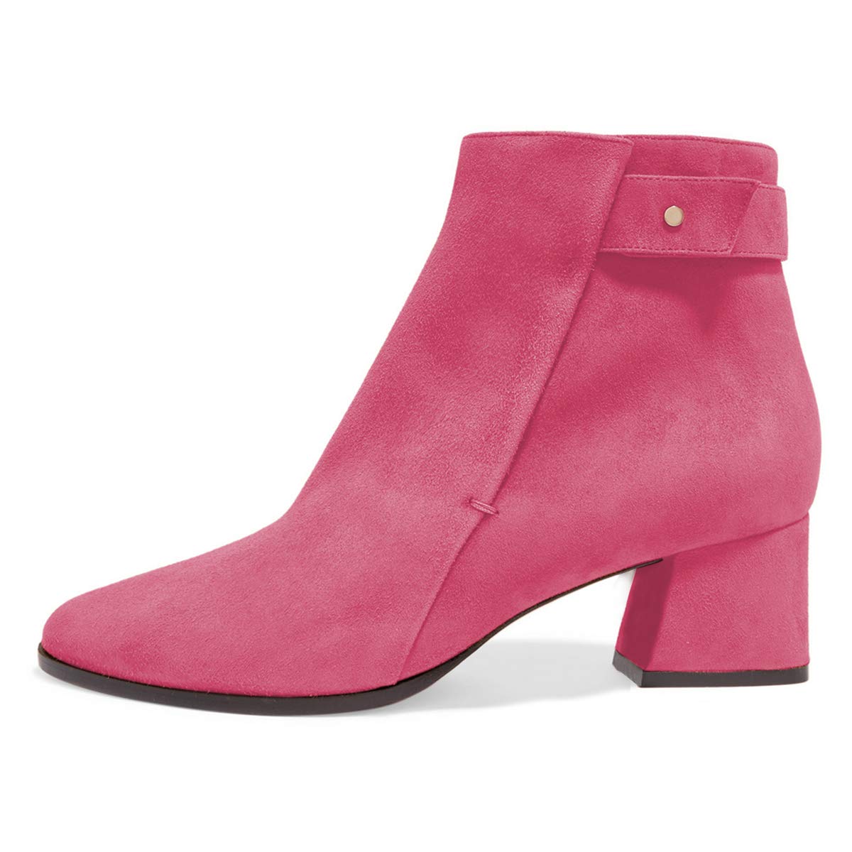 YDN Women's Fashion Round Toe Ankle Boots - Comfortable Low Block Heel Dress Shoes with Side Zipper & Straps | Perfect for Office, Dating & Casual Outfits