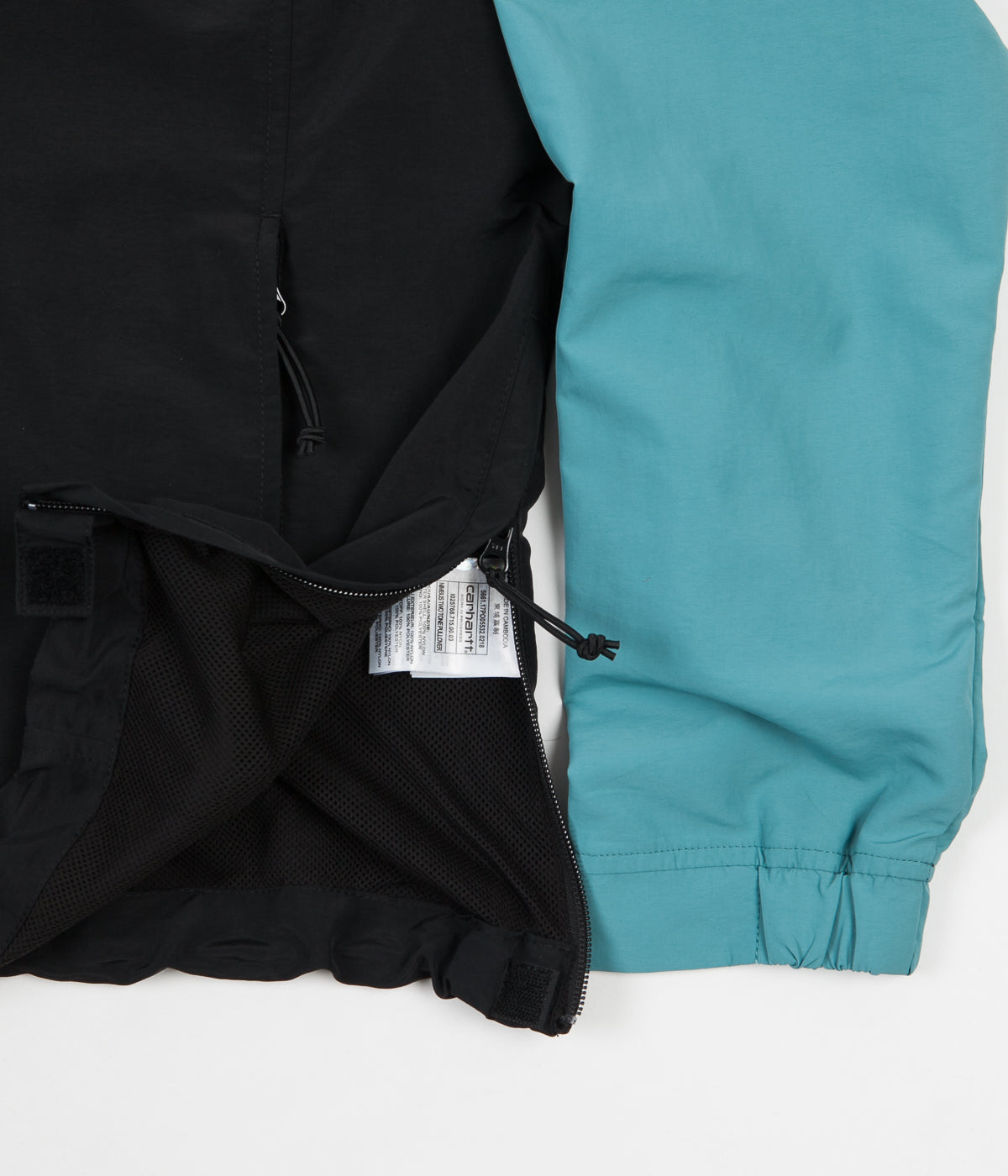 Carhartt Nimbus Two-Tone Pullover Jacket for Men - Soft Teal & Black | Lightweight Fleece Hoodie for Outdoor Work, Hiking & Casual Wear