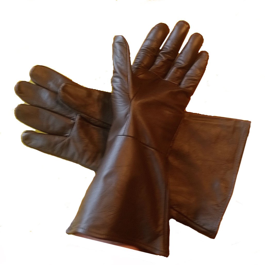 Premium Dark Brown Leather Gauntlet Gloves XX-Large - Long Arm Cuff for Motorcycle Riding, Cosplay & Medieval Reenactment