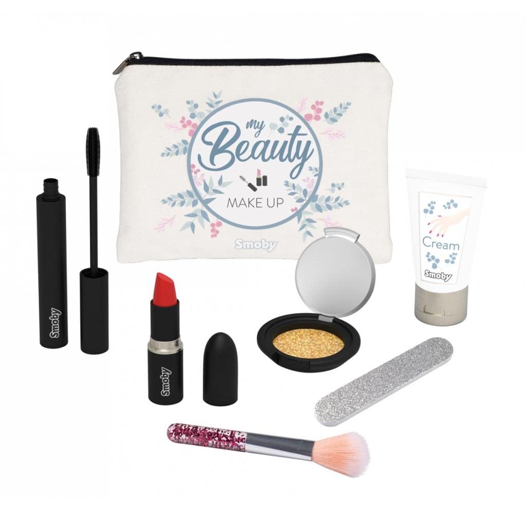 Smoby My Beauty Make Up Set for Kids - 15 Piece Pretend Play Cosmetic Kit with Mirror, Lipstick & Nail Polish - Perfect Birthday Gift for Girls Ages 3-6 (7600320150) | Dress Up, Role Play & Imaginative Play