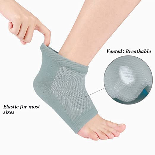 **Dlala Silicone Shoe Insoles for Heel Pain Relief - Moisturizing Gel Socks for Cracked Feet Repair - Heel Grips & Cushion Inserts for Men & Women (Cotton Gel Socks) - Perfect for Running, Walking & Daily Comfort**