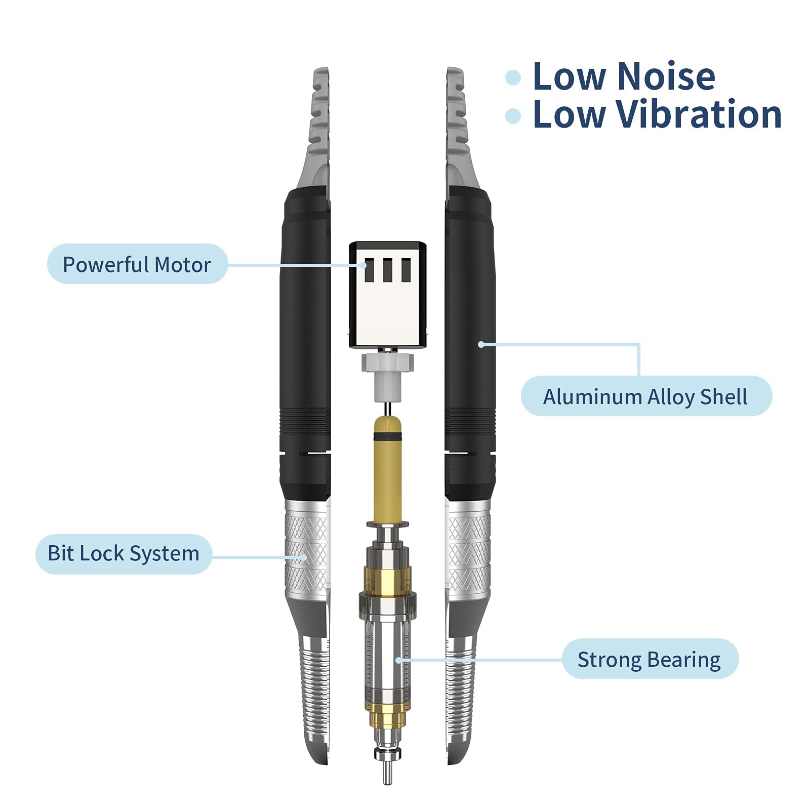 Professional 35000RPM Rechargeable Electric Nail Drill Kit - Portable Efile Machine with 6 Bits for Acrylic, Gel & Dip Powder Removal | Salon Quality Manicure Tool (White) | Perfect for Home & Professional Nail Salons