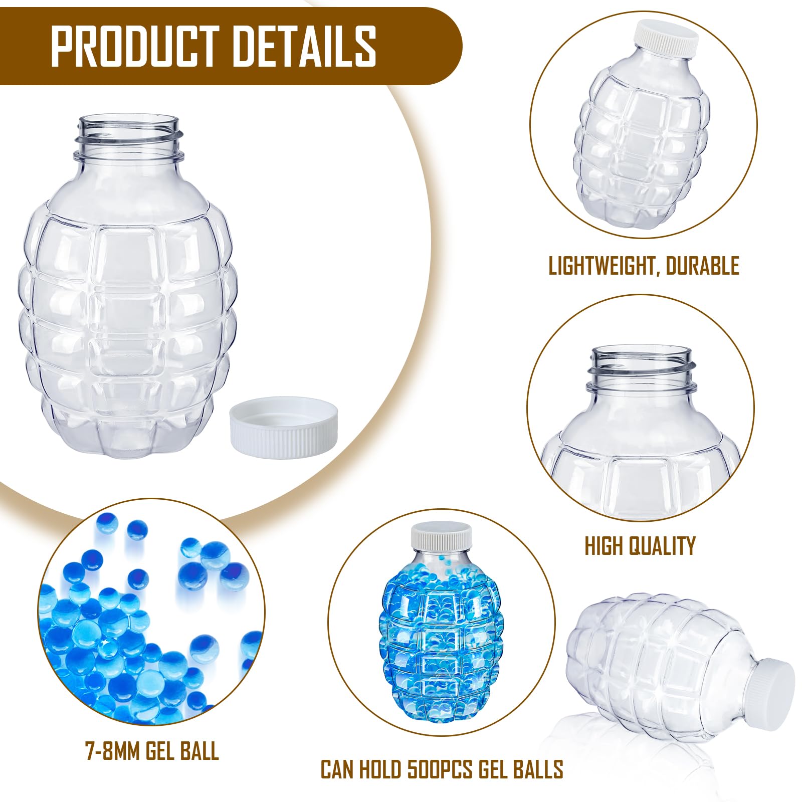 12 Pcs Water Gel Ball Blaster Gun Refill Ammo - Splatter Ball Gun Accessories with Plastic Hopper & Gel Beads - Perfect for Kids Outdoor Water Games, Summer Beach Parties, Backyard Battles and Team Competitions - 50,000 Unsoaked Gel Balls Included