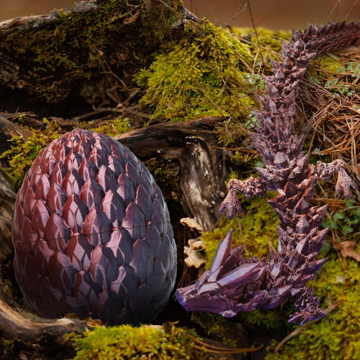 3D Printed Dragon Egg with Dragon Inside - Unique Easter Gift for Kids & Collectors (Black & Red) - Perfect for Fantasy Decor, Easter Basket Stuffers & D&D Enthusiasts