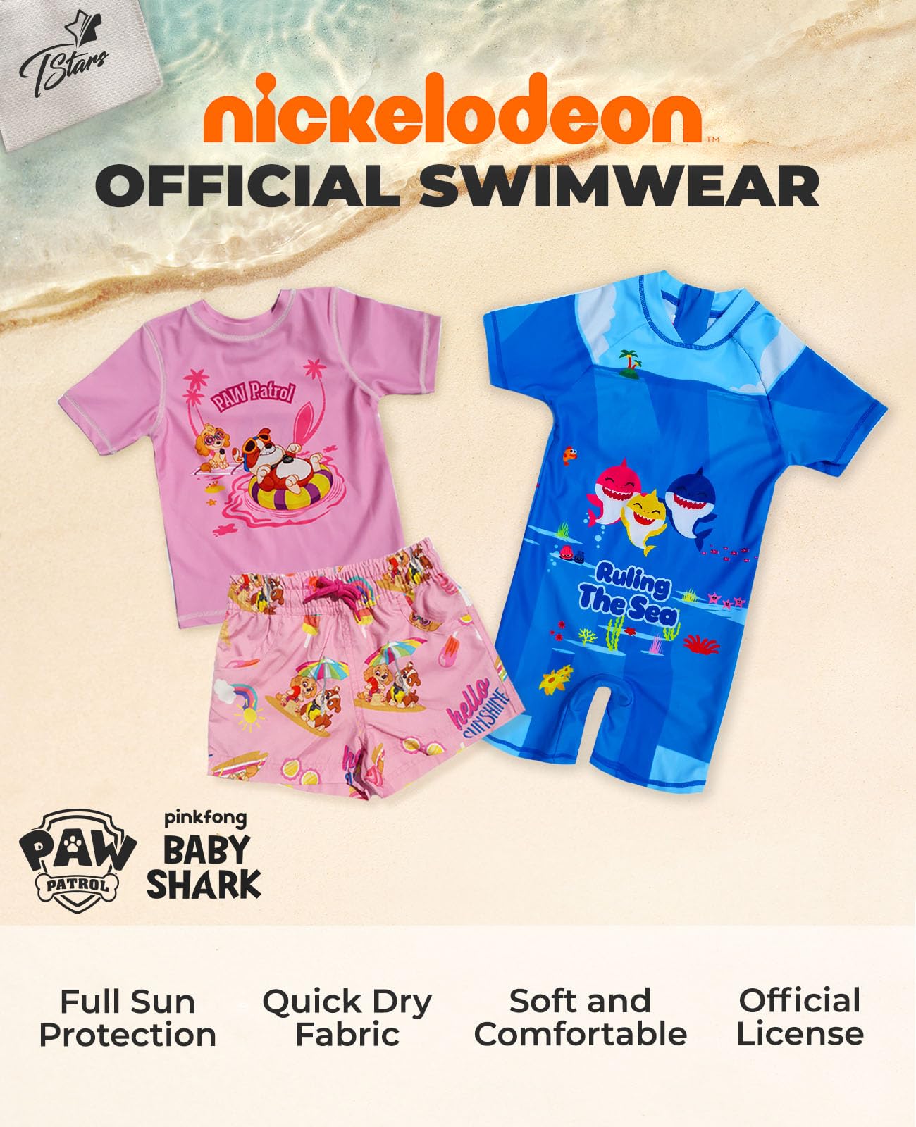 Paw Patrol & SpongeBob Kids Swimsuits for Boys & Girls - UPF 50+ Rash Guard & Bathing Suit Set for Toddlers | Beach, Pool & Summer Water Activities