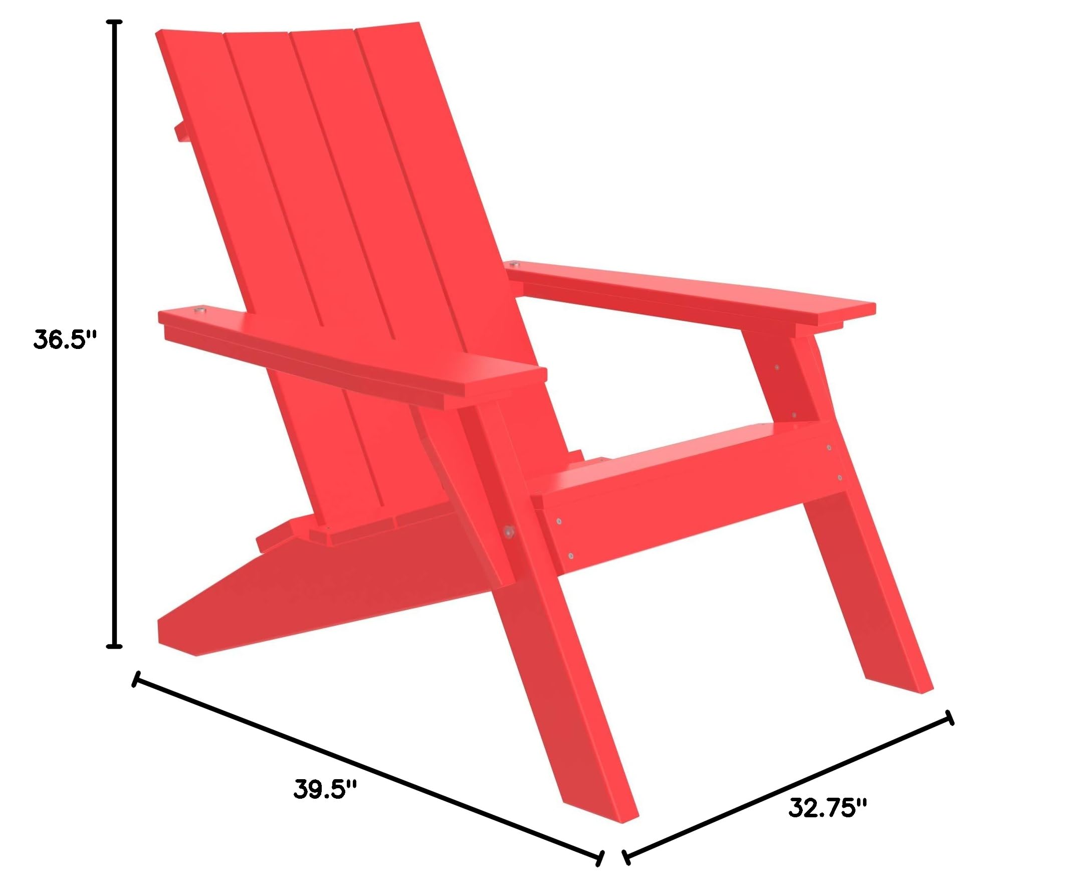 Premium LuxCraft Urban Adirondack Chair - Durable Outdoor Patio Furniture, Weather-Resistant Red Wooden Lounge Chair for Garden, Backyard & Poolside Relaxation