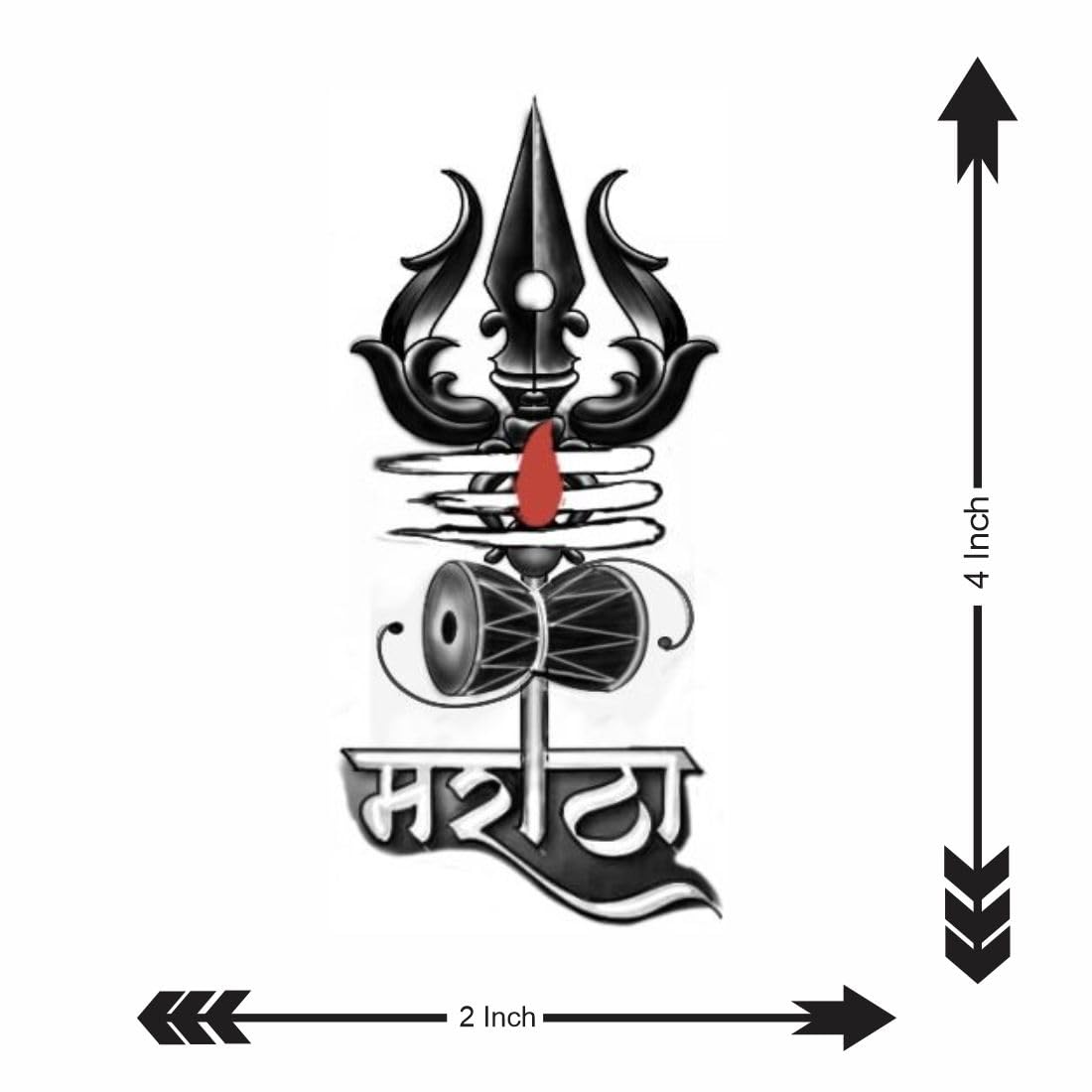 Lord Shiva Trishul Temporary Tattoo - Waterproof Fake Body Art for Hand - Perfect for Festivals, Cosplay & Spiritual Events