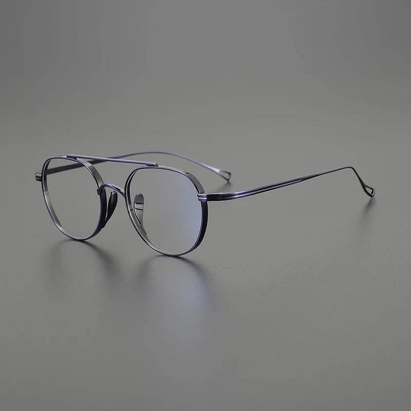 Unisex Black Titanium Square Double Bridge Full Rim Eyeglasses 9503 - Stylish & Durable for Work, Reading & Everyday Wear
