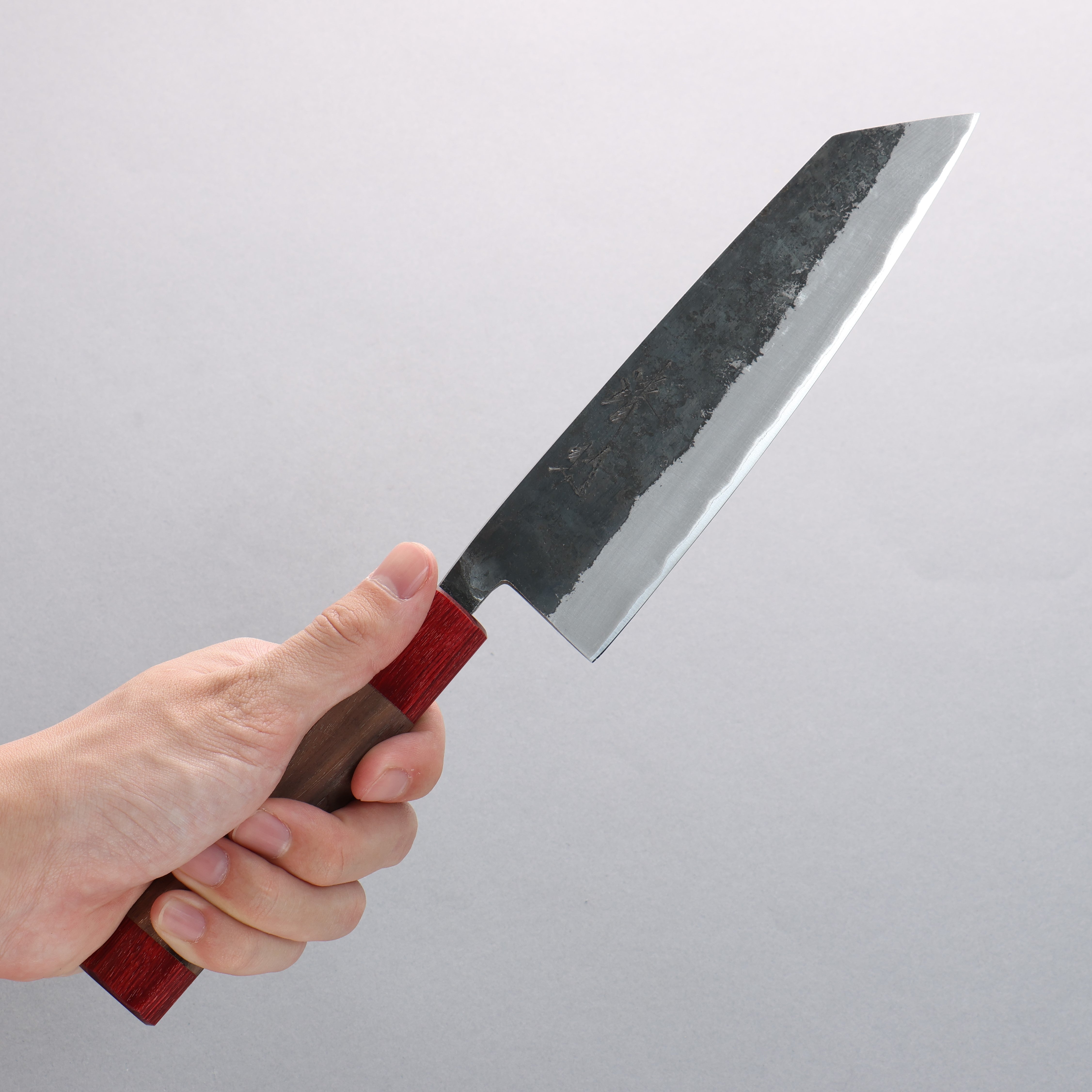 Premium Seisuke Kurumi Blue Steel Kurouchi Bunka Knife 180mm - Walnut Handle with Double Red Pakka Wood - Perfect for Sushi, Vegetables & Precision Cutting
