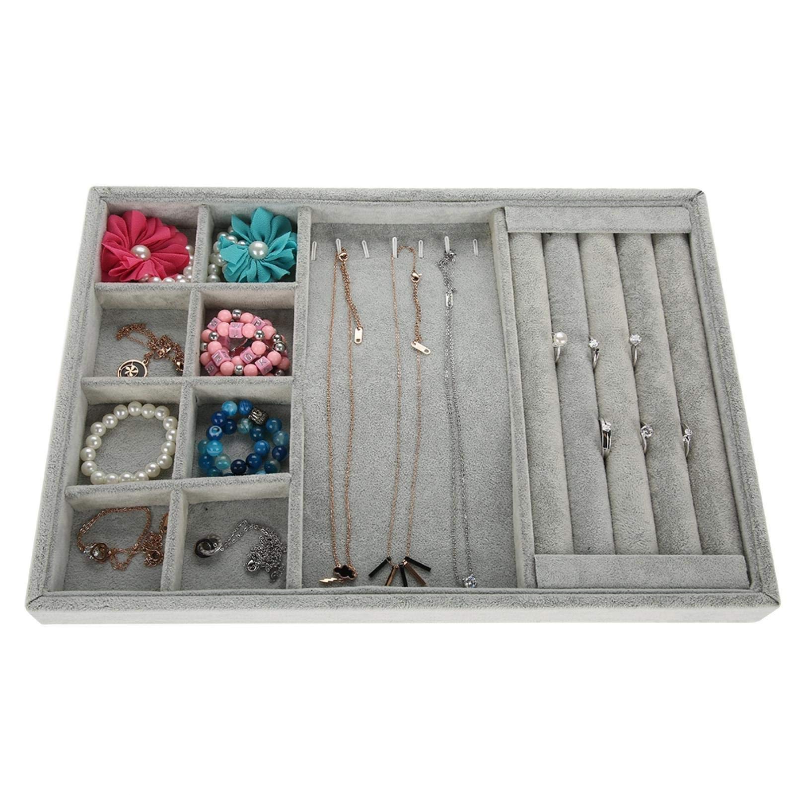 Velvet Jewelry Box for Necklaces - Compact & Durable Jewelry Storage Organizer for Home, Bedroom, Office or Dorm (Ice Gray Flannel) - Perfect for Travel, Gifts & Daily Jewelry Organization