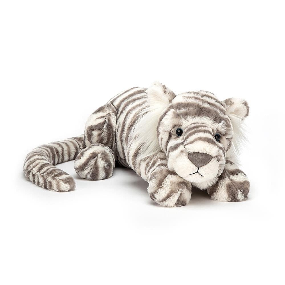 Sacha Snow Tiger Plush Toy - Soft & Cuddly Stuffed Animal for Kids, Perfect for Gifts, Bedtime & Nursery Decor