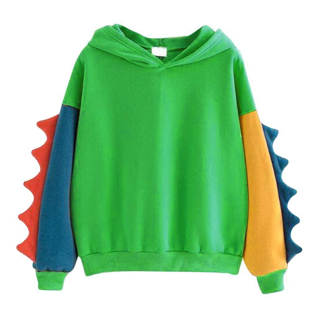Cute Dinosaur Aesthetic Hoodie for Women & Teen Girls - Long Sleeve Pullover Sweatshirt, Loose Fit Cozy Fleece Sweater | Perfect for Casual Wear, Street Style & Loungewear