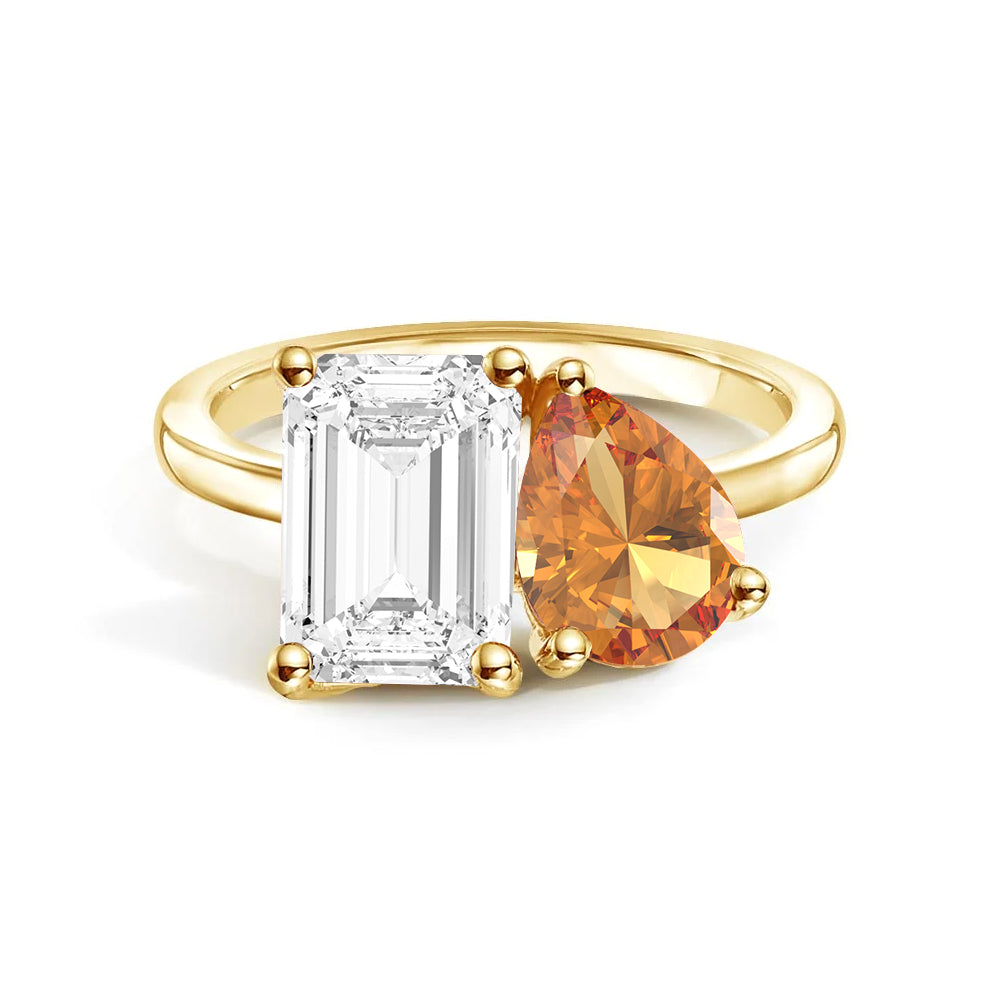 Personalized Toi et Moi Moissanite Birthstone Ring - Custom Anniversary Gift for Couples, Engagements & Romantic Occasions