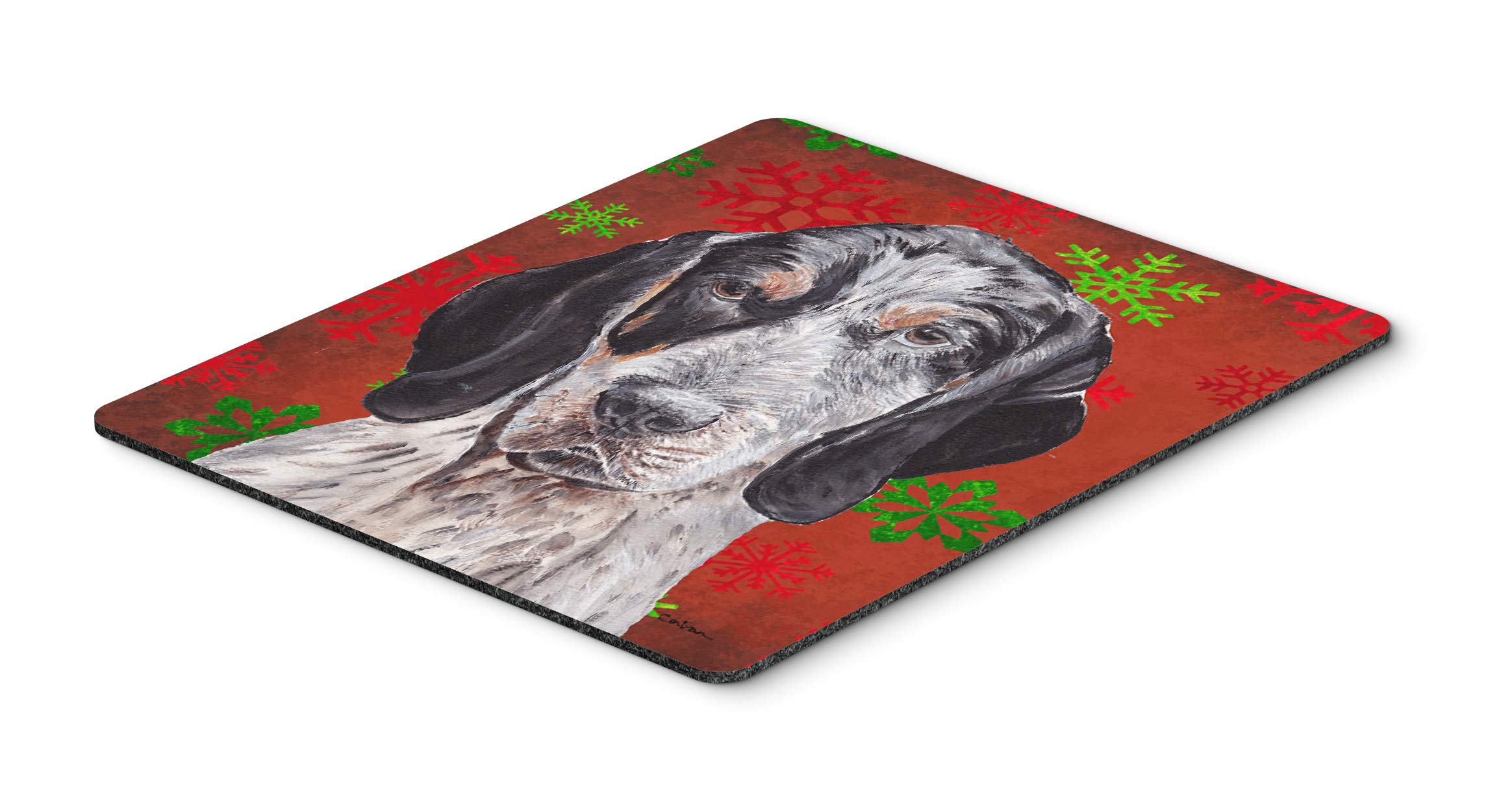 Blue Tick Coonhound Red Snowflakes Holiday Mouse Pad - Large Washable Desk Mat for Home Office, Gaming & Work Computers | Perfect Gift for Dog Lovers & Christmas Decor