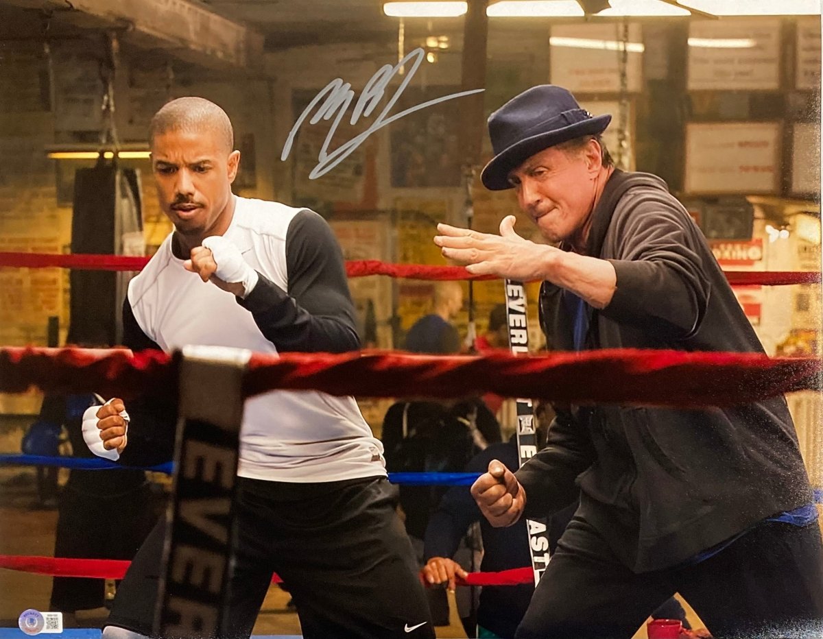 Michael B Jordan & Sylvester Stallone Signed 16x20 Creed Movie Training Photo - Authentic BAS ITP - Perfect for Movie Memorabilia Collectors & Boxing Fans
