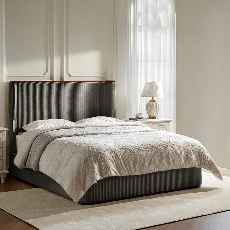 Thaine Hydraulic Storage Bed with LED Lighting & USB Charging Ports - Space-Saving Bed Frame with Underbed Storage for Small Apartments & Dorms