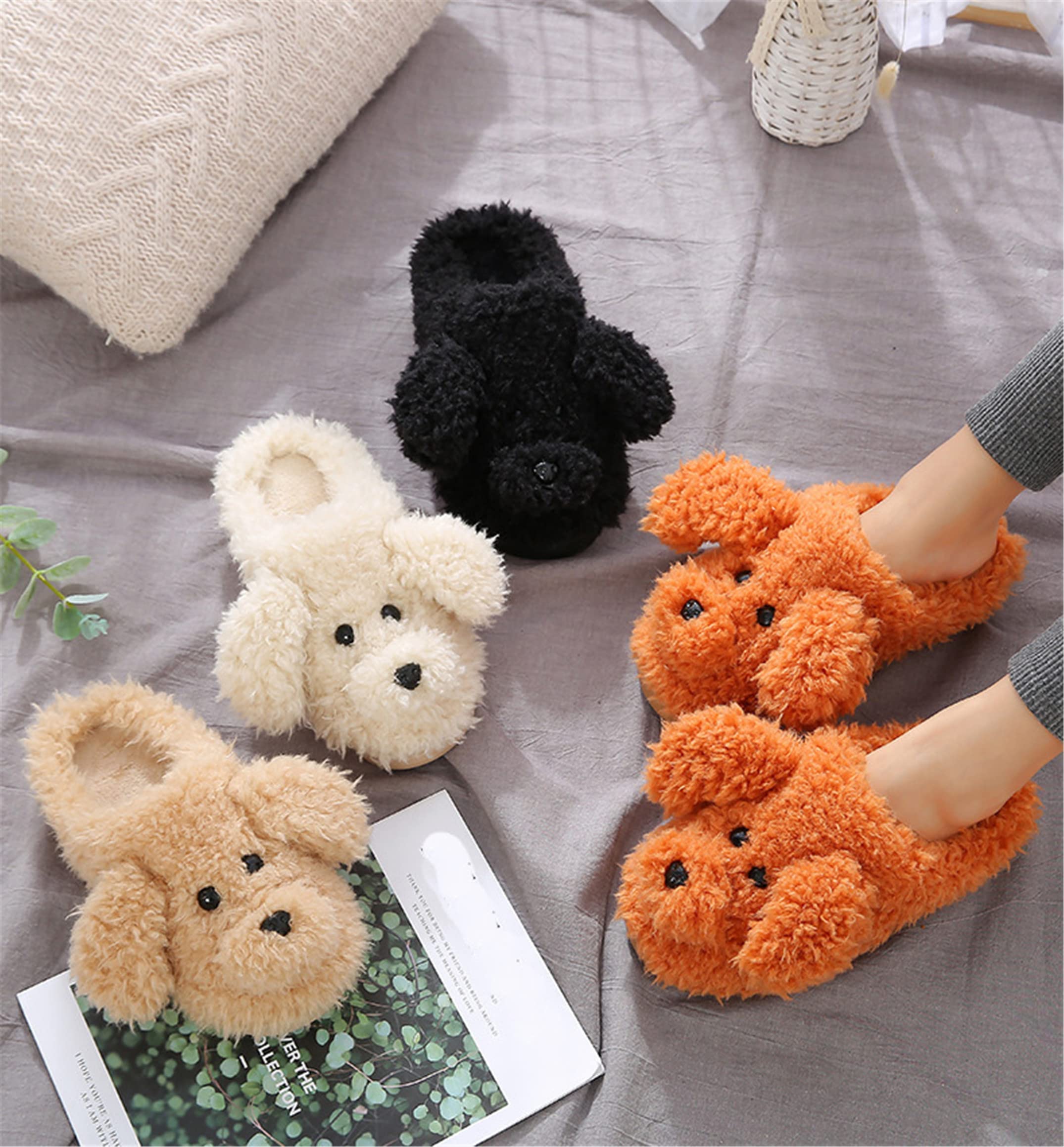 YILANLAN Women's Cartoon Animal Dog Slippers - Cozy Winter House Shoes for Women, Non-Slip Indoor/Outdoor Fuzzy Slippers - Perfect for Home, Lounge, and Gift Giving