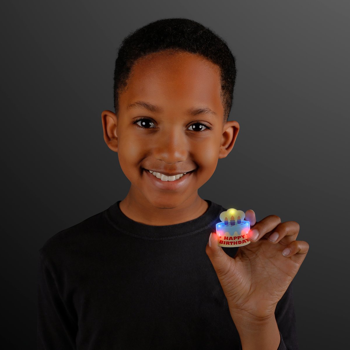 Happy Birthday Cake LED Flashing Lapel Pins - Set of 25 Pcs, Light Up Party Favors for Birthday Celebrations, Office Events & School Activities