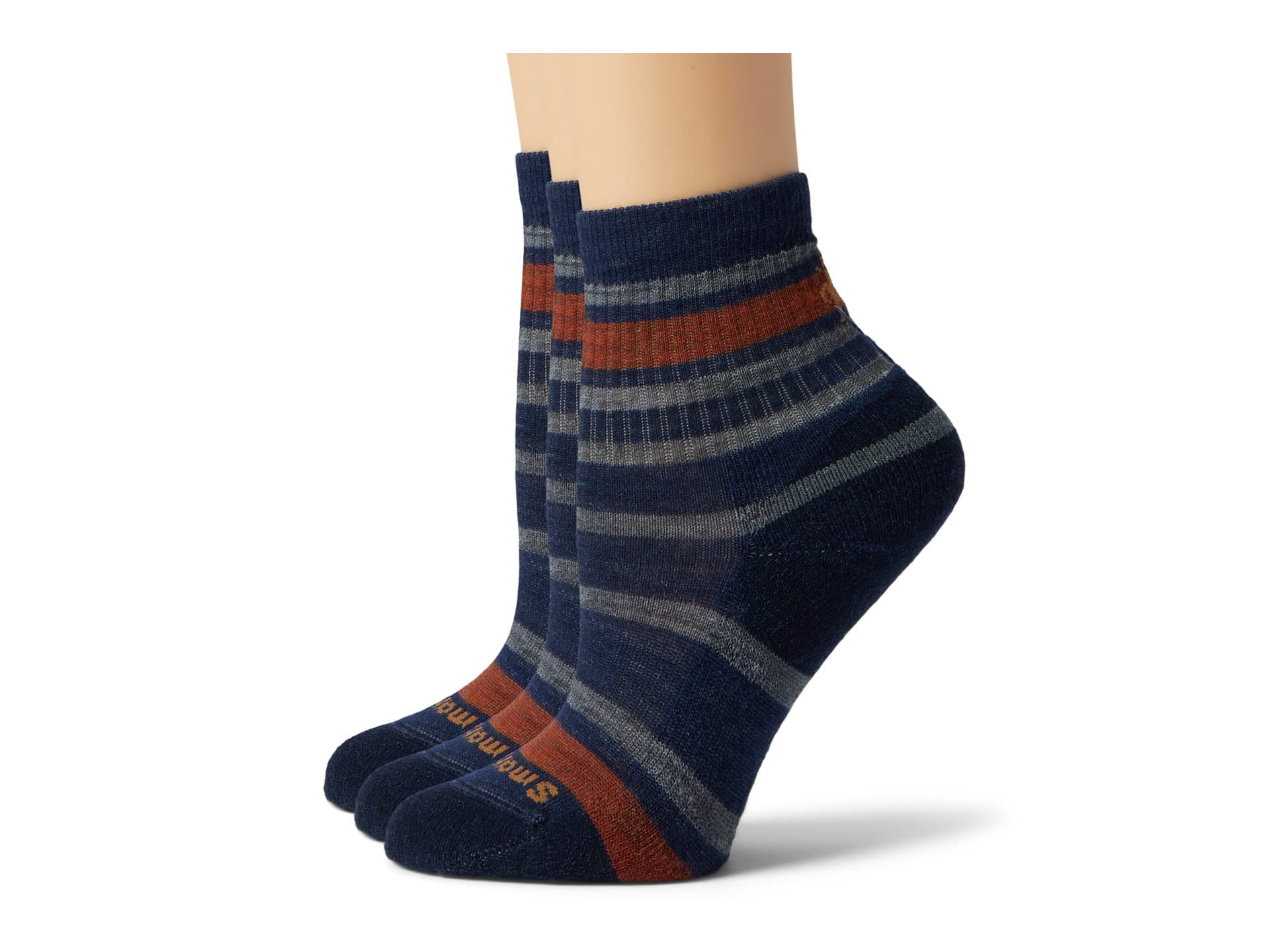 Smartwool Hike Light Cushion Striped Crew Socks 3-Pack for Kids - Toddler, Little Kid & Big Kid Sizes - Moisture-Wicking Hiking Socks for Outdoor Adventures & Daily Wear