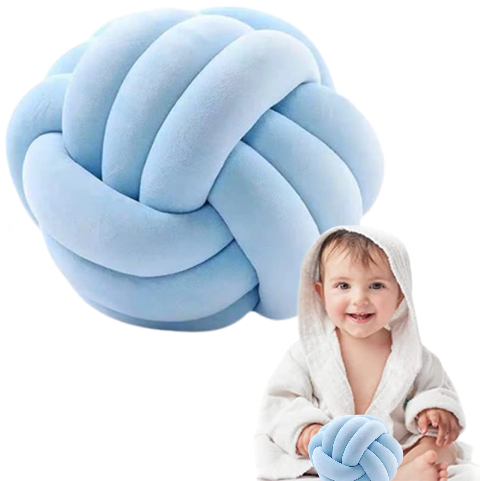 SRHMYJJ Modern Knot Ball Throw Pillow - Soft Decorative Cushion for Sofa, Bed & Home Decor (Sky Blue, 10.6 Inch) - Perfect for Living Room, Bedroom & Cozy Home Accents