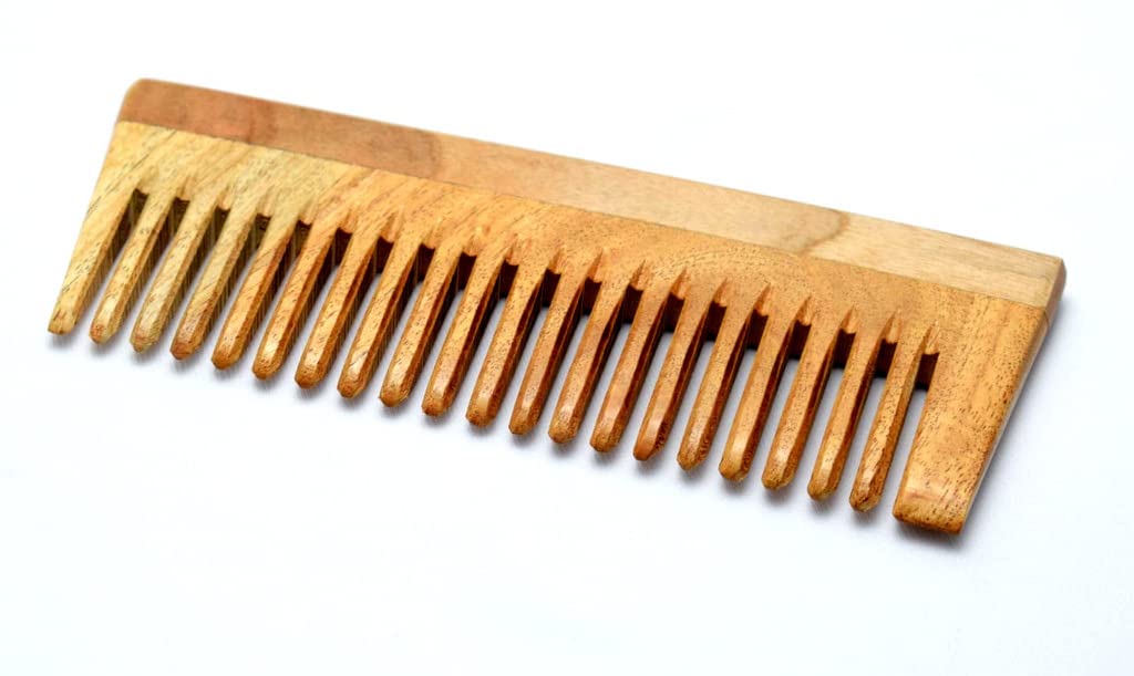 WAHLEN Neem Wooden Comb for Detangling & Hair Growth - Wide Tooth Wood Comb for Men & Women - Natural Brown Wooden Comb for Smooth Hair & Scalp Massage - Perfect for Daily Hair Care & Styling at Home or Travel