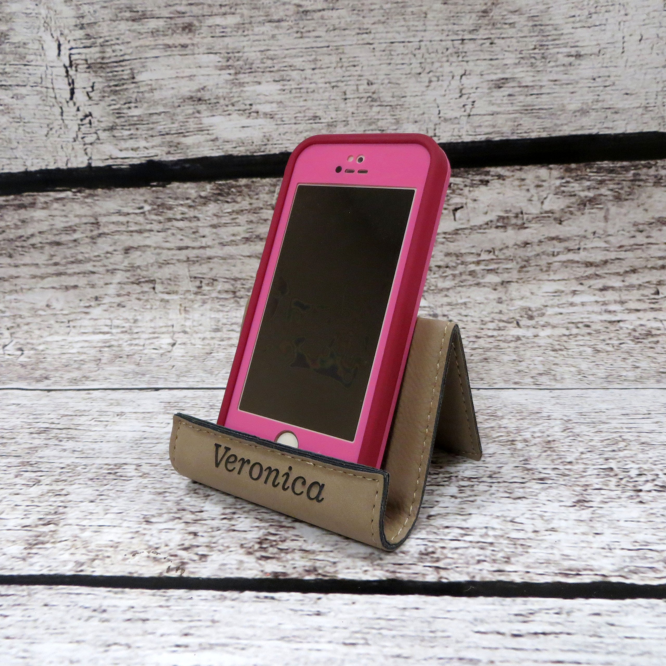 Custom Personalized iPhone & Cell Phone Stand - Engraved Name/Text Holder for Desk, Home & Office Use - Perfect Gift for iPhone Users