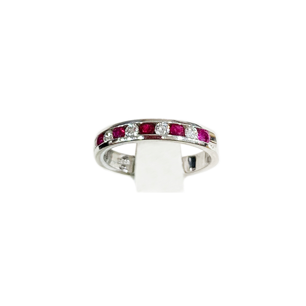 14K White Gold Ruby Ring for Women - Elegant Stackable Band for Engagement, Wedding, Anniversary & Everyday Wear