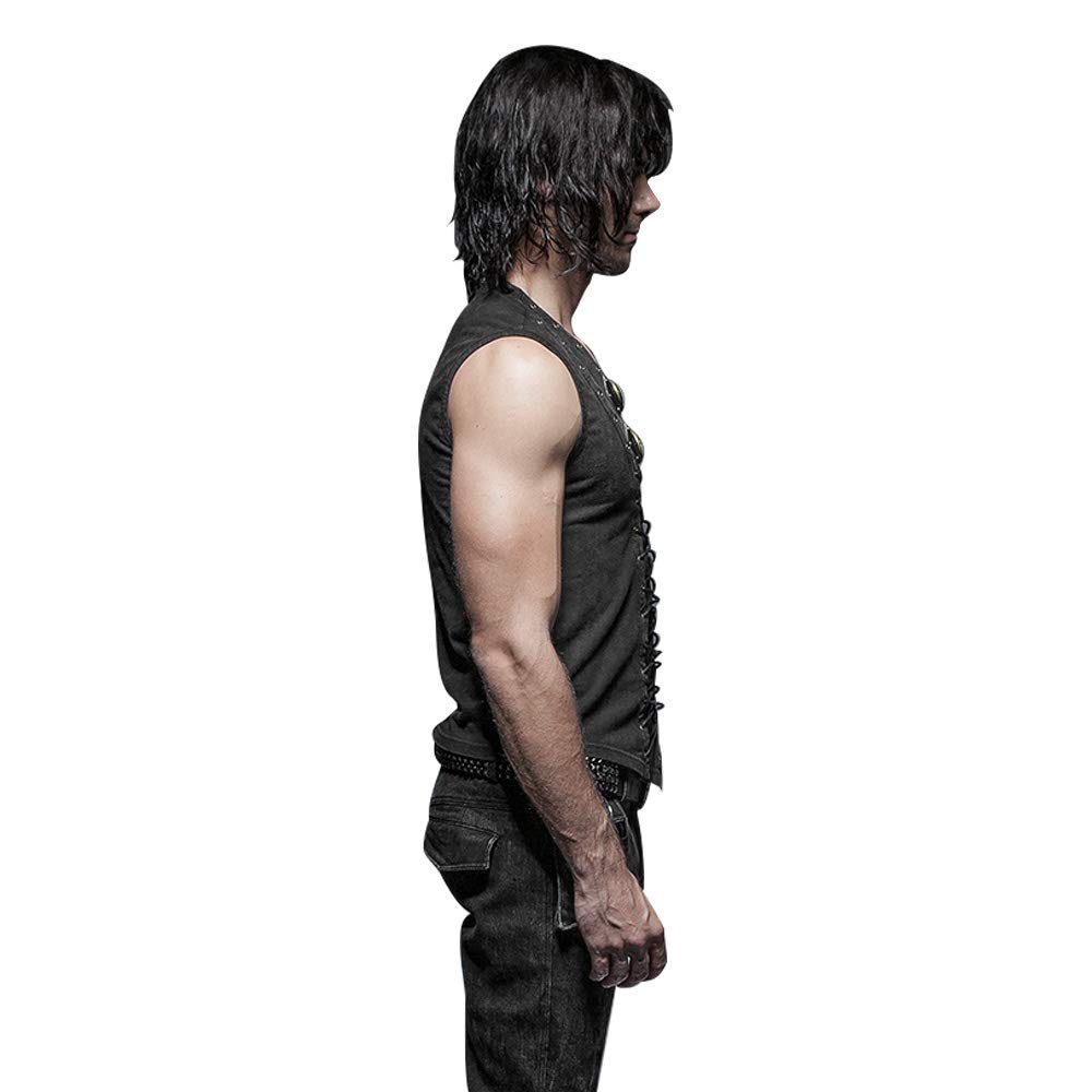 Men's Leather Belt & Cotton Casual Tank Top Cross Strap Black Vest - Formal & Streetwear Outfits for Business, Parties & Everyday Fashion