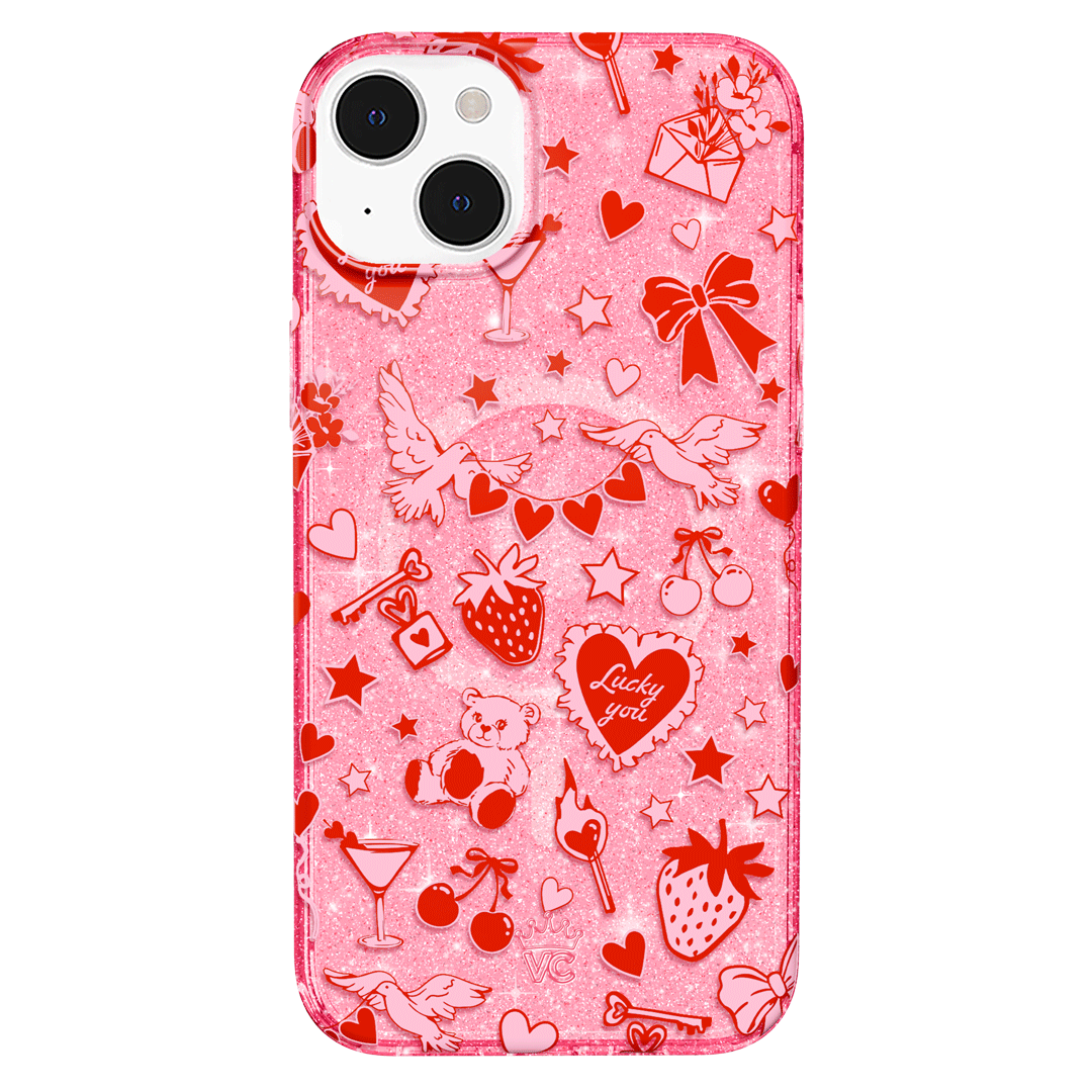 Be Mine Glitter iPhone Case - Sparkly Protective Phone Cover for iPhone 13/14/15 - Perfect for Valentine's Day, Parties & Everyday Glam