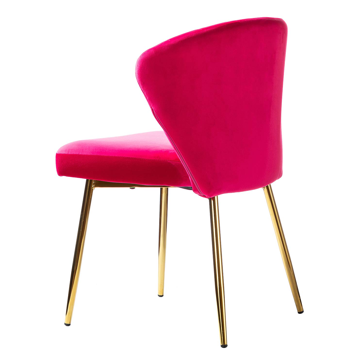 TINA'S HOME Velvet Dining Chairs Set of 2 - Modern Upholstered Side Chairs with Golden Metal Legs, Small Armless Accent Chairs for Living Room, Kitchen, Bedroom & Beauty Salon | Perfect for Small Spaces, Dining Sets and Home Decor (Fuchsia Pink)