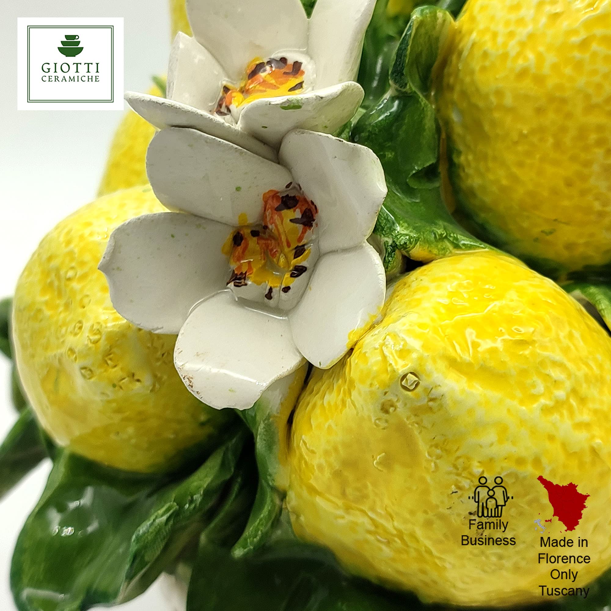 Handmade Italian Ceramic Lemon Centerpiece - 8 Inch Tall Table Decor for Dining Room & Kitchen - Authentic Italian Pottery Fruit Basket - Perfect for Farmhouse, Rustic & Mediterranean Home Decor