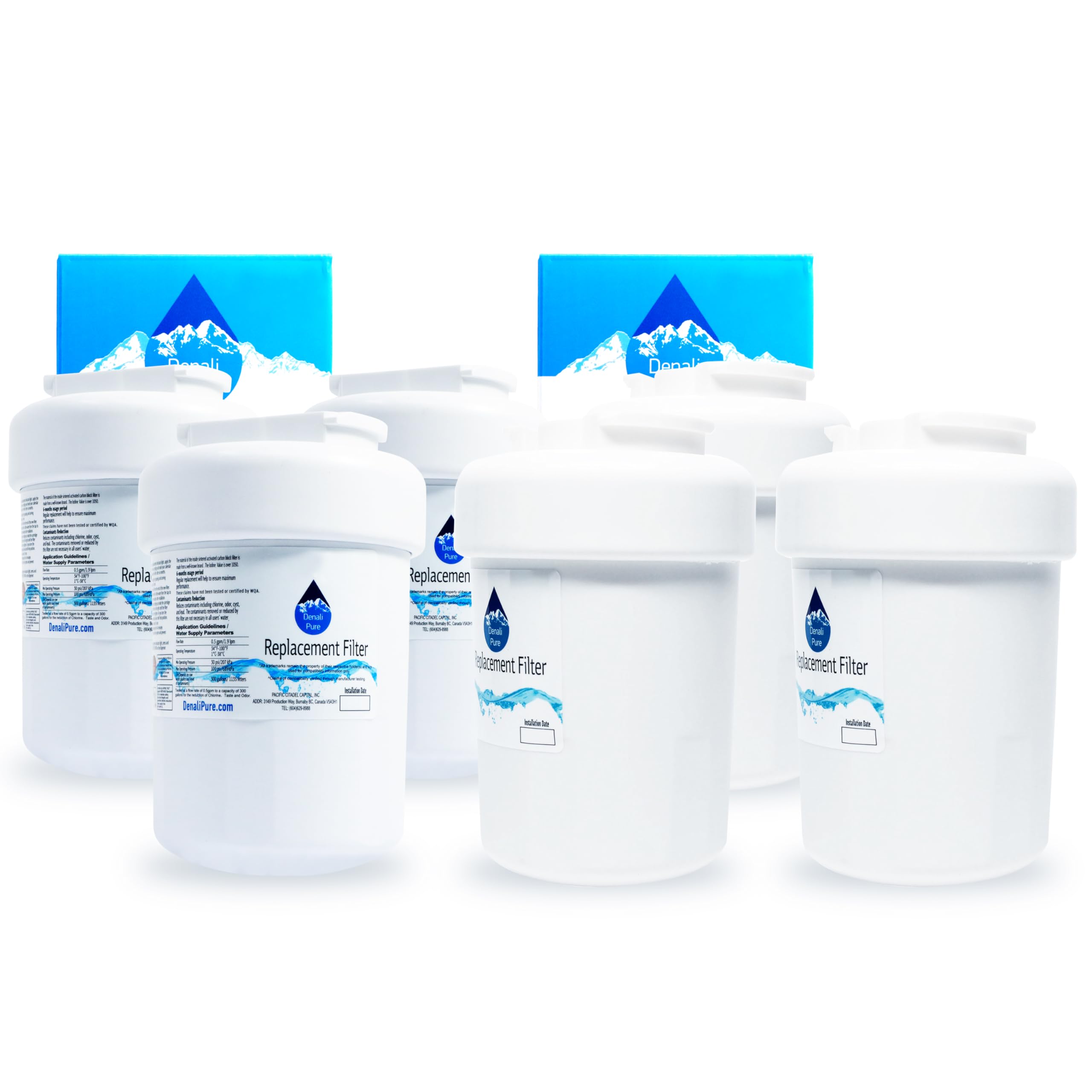 6-Pack GE Refrigerator Water Filter Replacement - Compatible with GSCS3KGYAFSS, MWF, MWFP Fridge Filters | Clean & Fresh Drinking Water for Home & Office Use