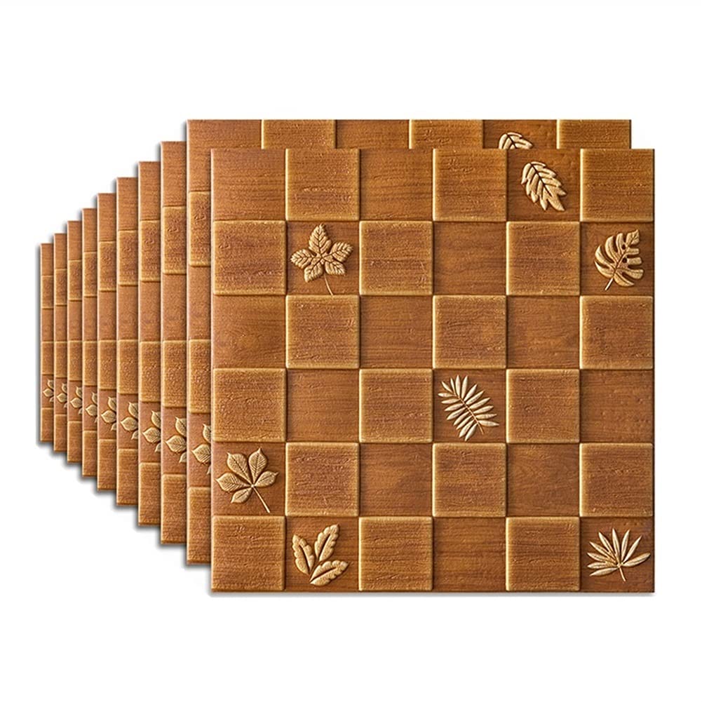 3D Self-Adhesive Wood Grain Wall Panels - 10PCS Peel & Stick Wall Decor for TV Background, Study Room & Interior Design (70x70cm, Color A3) - Easy Home & Office Decoration Solution