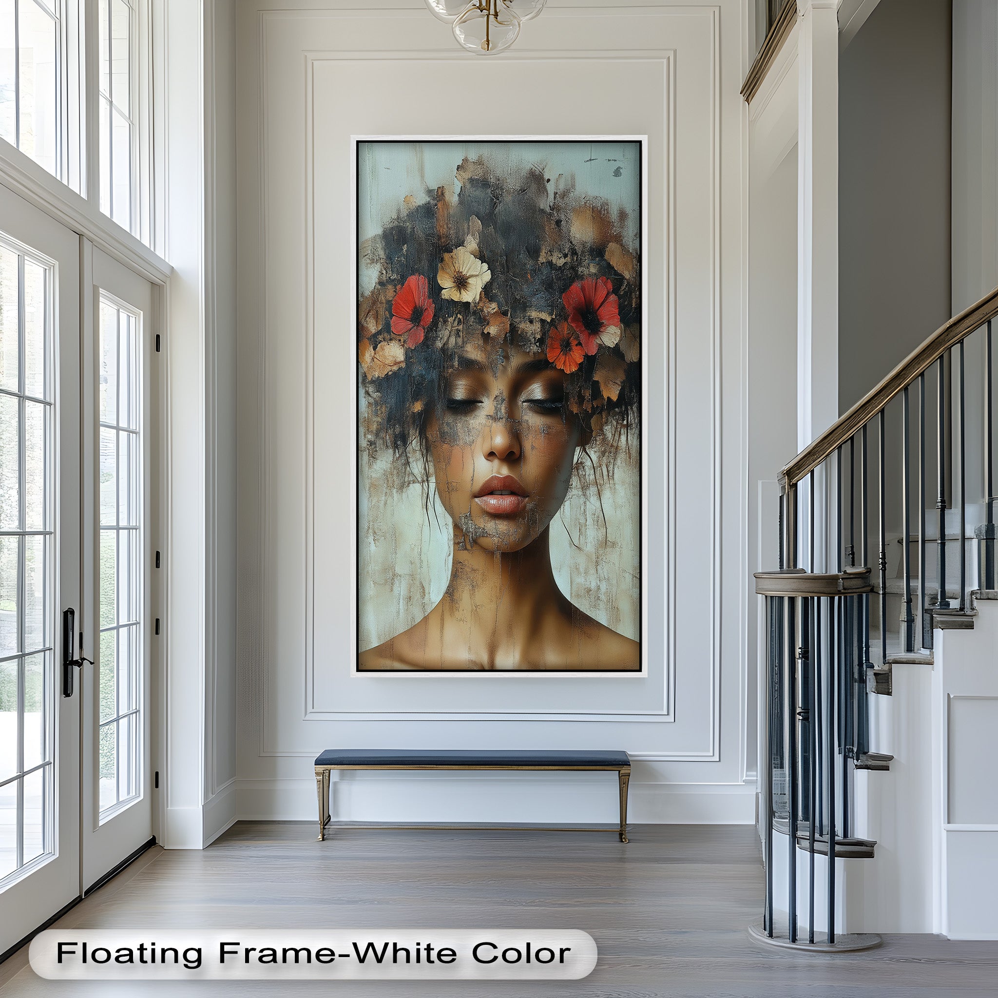 Ethereal Boho Flower Oil Painting - Autumn Reverie Wall Art for Home Decor, Living Room, Bedroom & Office | Handmade Canvas Artwork