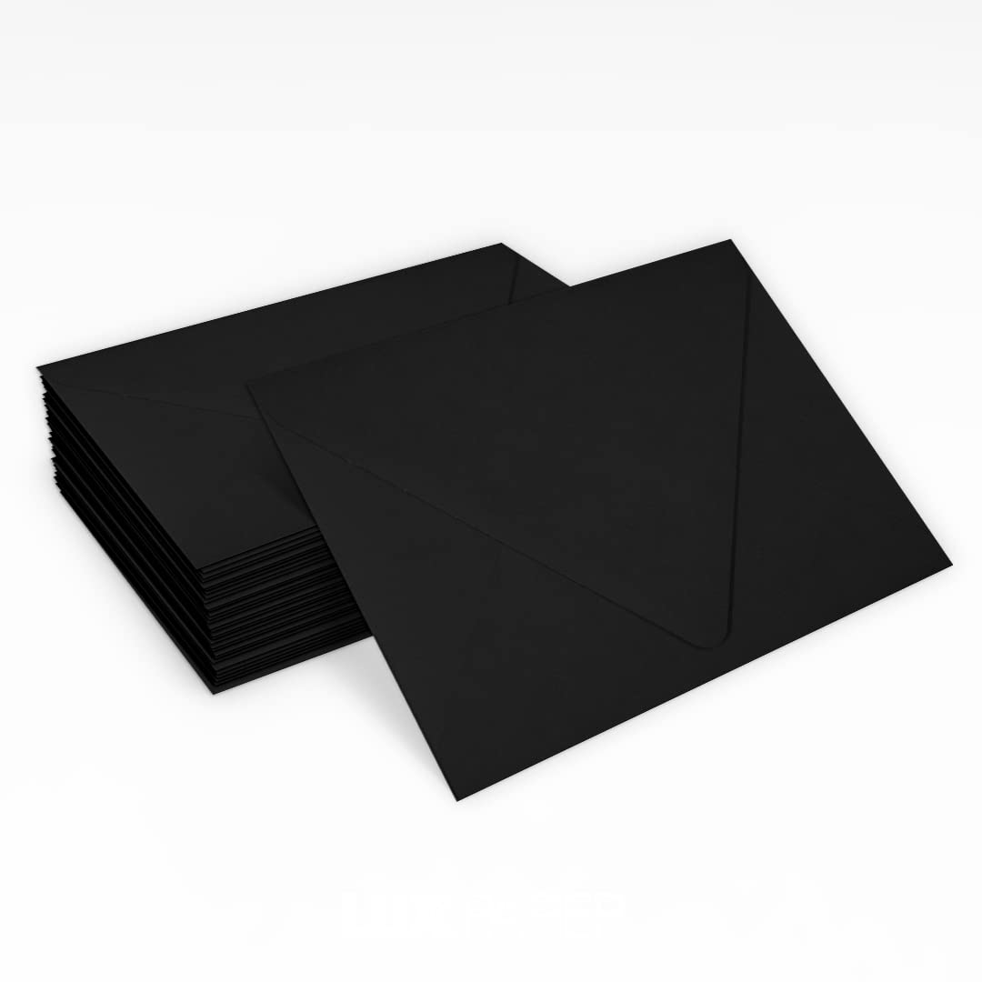 Premium A2 Contour Flap Envelopes 4 3/8 x 5 3/4 Inches - 1000 Pack Midnight Black for Business Invitations, Greeting Cards & Mailing - Elegant Stationery for Weddings, Corporate Events & Direct Mail