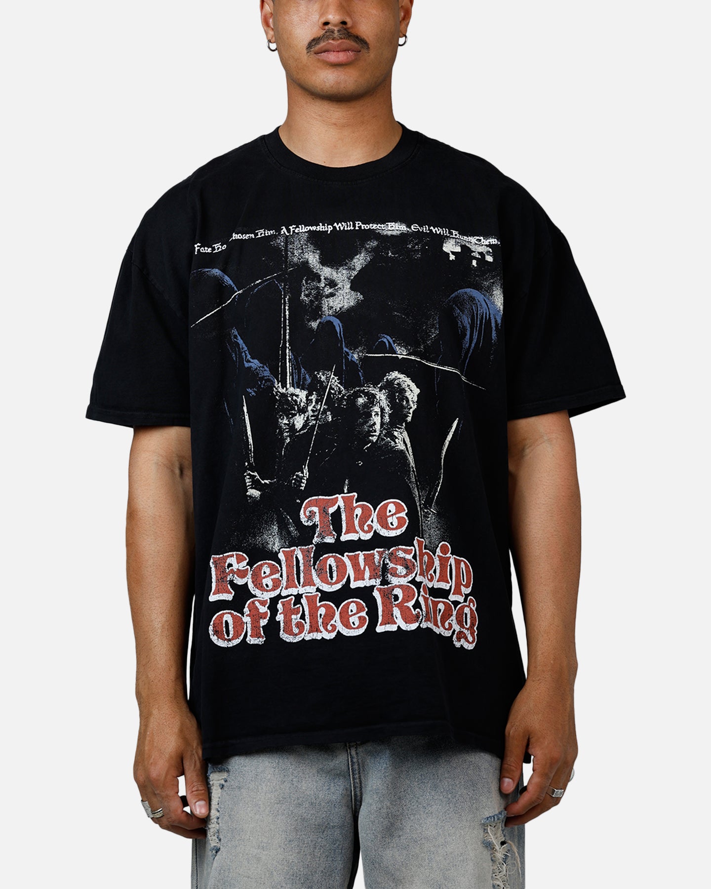 Lord of the Rings Fellowship Heavyweight Cotton T-Shirt - Black | Officially Licensed LOTR Merchandise | Perfect for Cosplay, Movie Nights & Fan Gifts