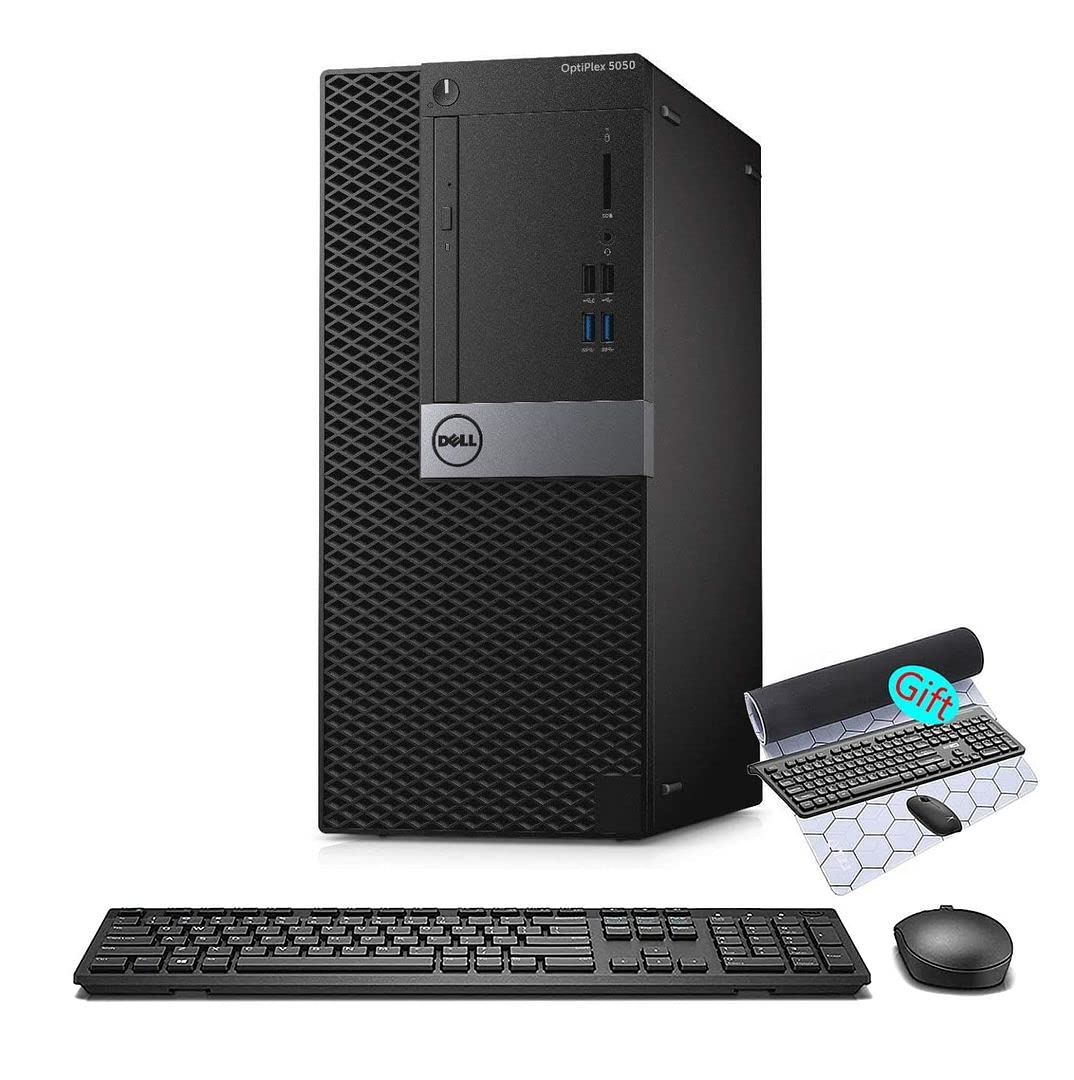 Refurbished Dell OptiPlex 5050 Mini Tower Desktop PC - Intel Core i5-6500 Processor (Up to 3.6GHz), 16GB DDR4 RAM, 256GB NVMe SSD + 2TB HDD, WiFi 6 (AX200), Bluetooth, Windows 10 Pro - Dual Monitor Support with Wireless Keyboard & Mouse Bundle - Perfect for Home Office, Business Workstations & Remote Learning