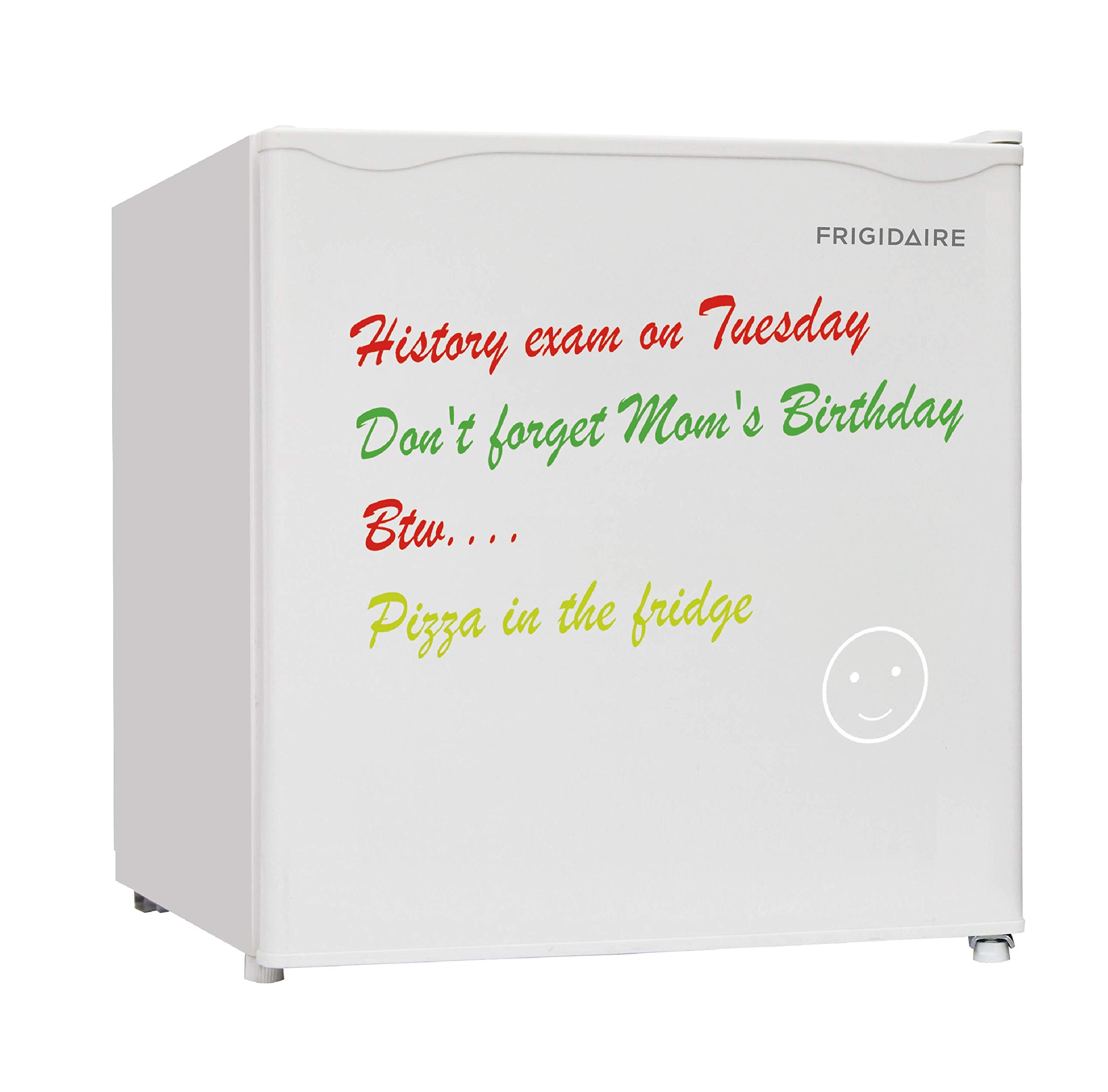 Frigidaire EFR107-WHITE 1.6 Cu Ft Compact Mini Fridge for Dorm Room - White Small Refrigerator with Freezer & Whiteboard | Perfect for College Dorm, Bedroom, Office or Small Apartment