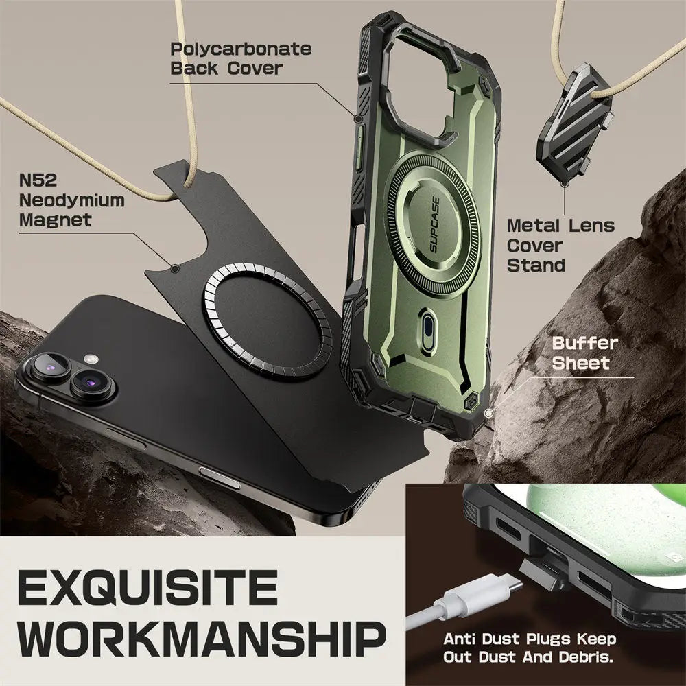 iPhone 16 SUPCASE UB Mag XT Heavy Duty Magnetic Case - Shockproof Protective Cover with Strong Magnetic Mount for Car & Home Use - Perfect for Outdoor Activities, Travel & Daily Protection