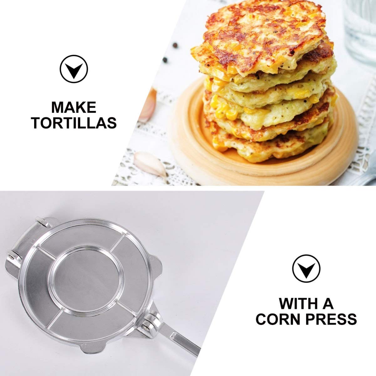 DOITOOL Cast Iron Tortilla Press - Heavy Duty Roti Maker, Chapati Machine, Comal for Tacos, Dumplings & Bread - Durable Steel & Aluminum Alloy Construction - Perfect for Home Cooking, Restaurants & Mexican Cuisine