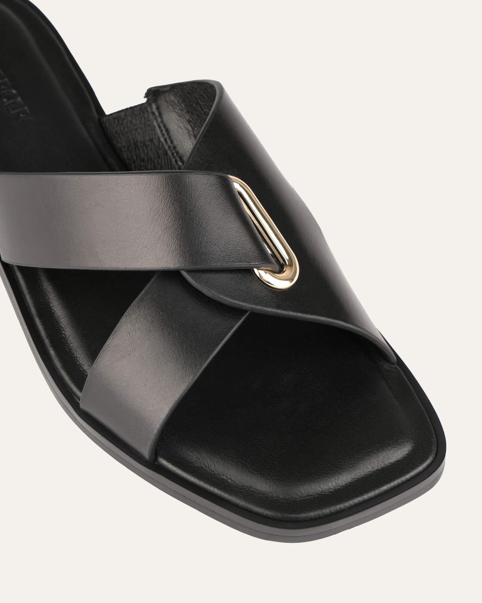 Piper Flat Slides - Black Leather Sandals for Women & Men | Comfortable Summer Casual Shoes for Beach, Pool, and Home Wear