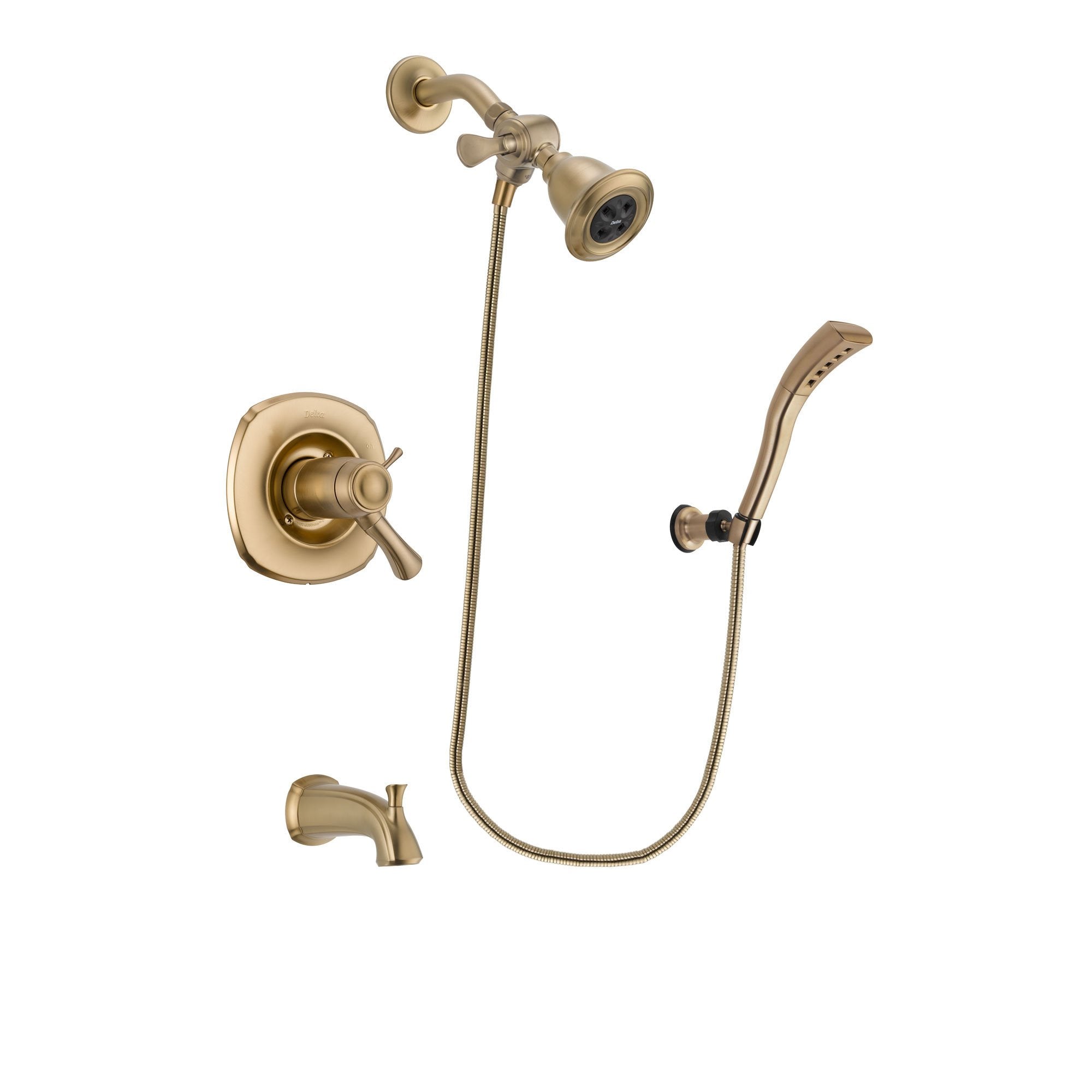 Delta Addison Champagne Bronze Thermostatic Tub and Shower Faucet System with Water-Efficient Showerhead, Handheld Spray & Rough-In Valve - Modern Bathroom Upgrade for Spa-Like Experience (Model DSP3659V)