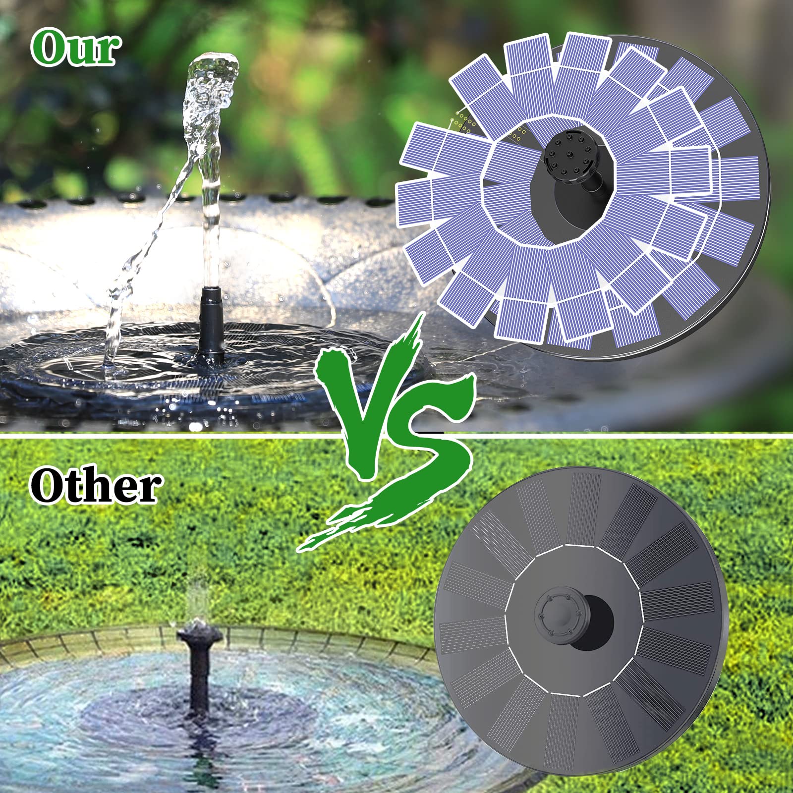 Upgraded 2.5W Solar Fountain Pump with 6 Nozzles - Solar Powered Water Pump Kit for Bird Bath, Garden, Pond, Pool & Aquarium | Outdoor Decoration & Water Feature for Patio, Yard & Backyard