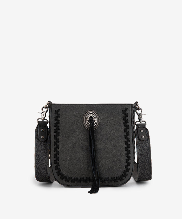 Montana West Genuine Leather Tooled Whipstitch Crossbody Purse for Women - Stylish Handbag for Everyday Use, Travel & Shopping