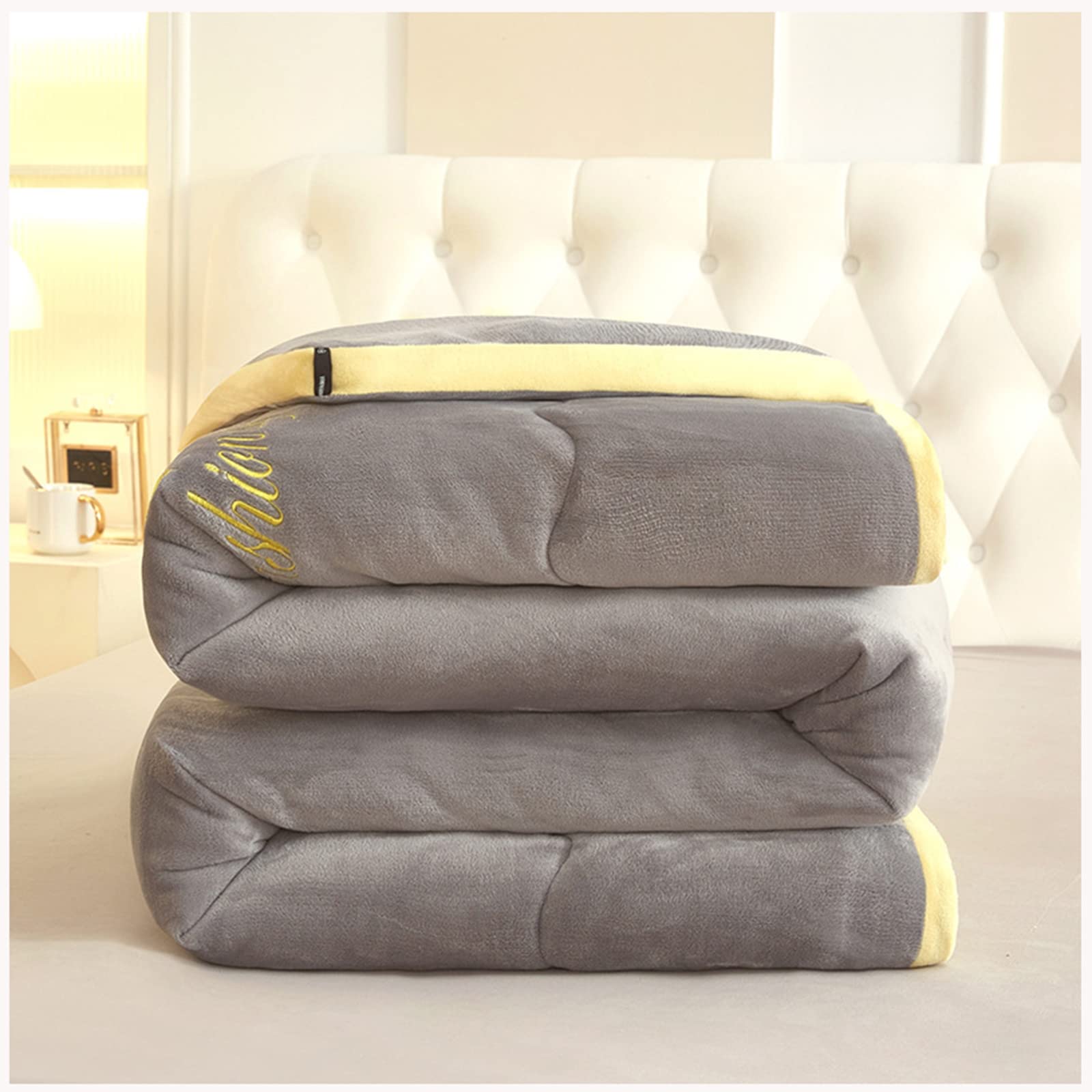 BILYBY Super Warm Winter Blanket - Double-Sided Velvet Plush Comforter for All Seasons (Gray, 220x240cm, 5kg) - Cozy Bedding for Cold Nights, Guest Rooms & Cabin Retreats