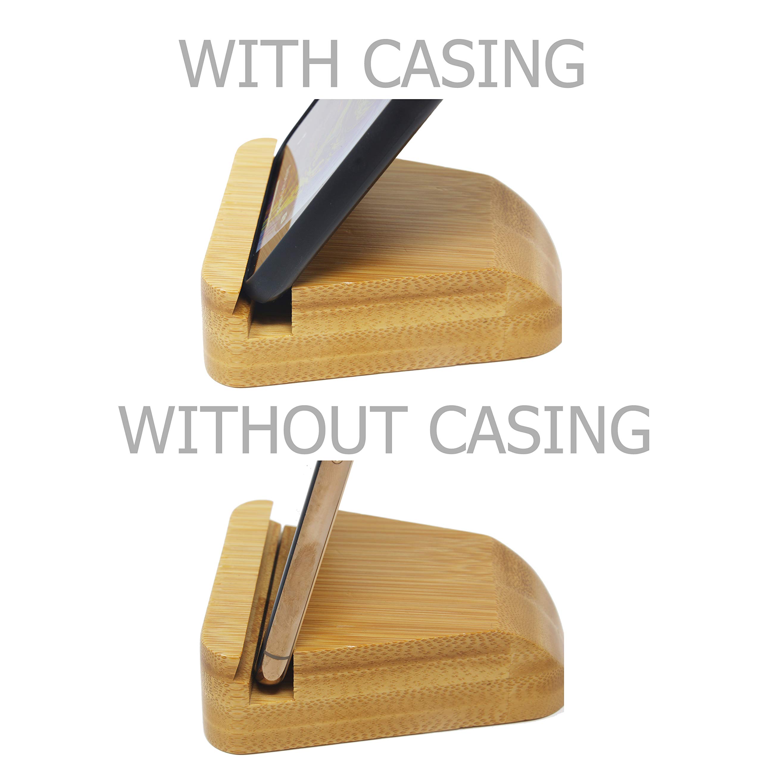 Premium Bamboo Phone Stand - Adjustable Desktop Cell Phone Holder for iPhone, Samsung, Tablets | Perfect for Home, Office, Video Calls & Hands-Free Viewing