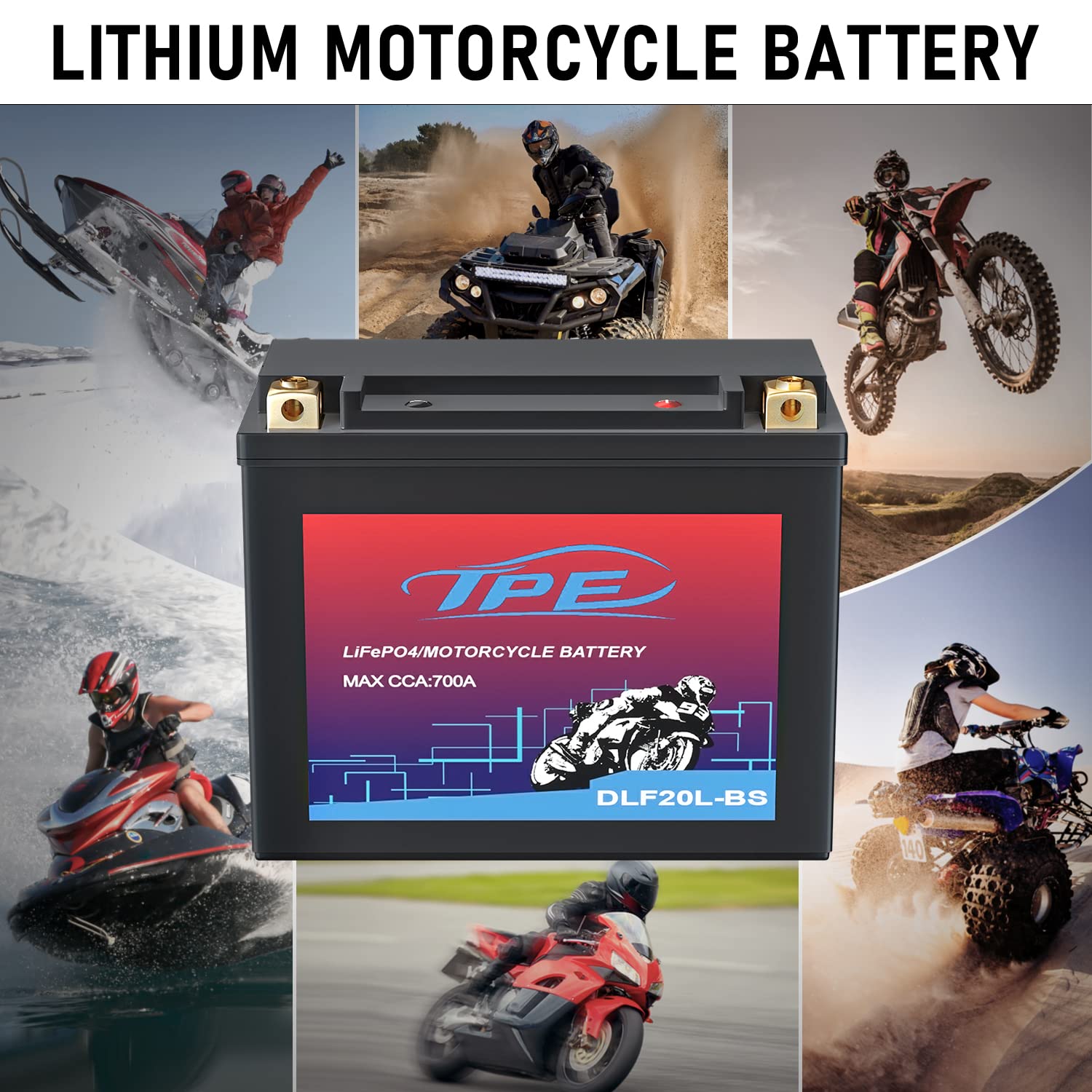 TPE Lithium Motorcycle Scooter Battery LiFePO4 12.8V 9AH 700CCA with Smart BMS - 2500-8000 Life Cycles | High-Performance Engine Start Battery for Electric Bikes, ATVs & Powersports | Reliable Power Solution for Commuting & Outdoor Adventures