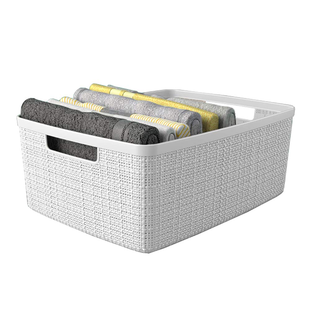 Curver Jute Decorative Plastic Storage Baskets - Set of 6 Organizing Bins for Home Office, Closet Shelves, Kitchen Pantry & Bedroom Essentials | Perfect for Home Organization, Laundry Room Storage & Kids' Toy Bins