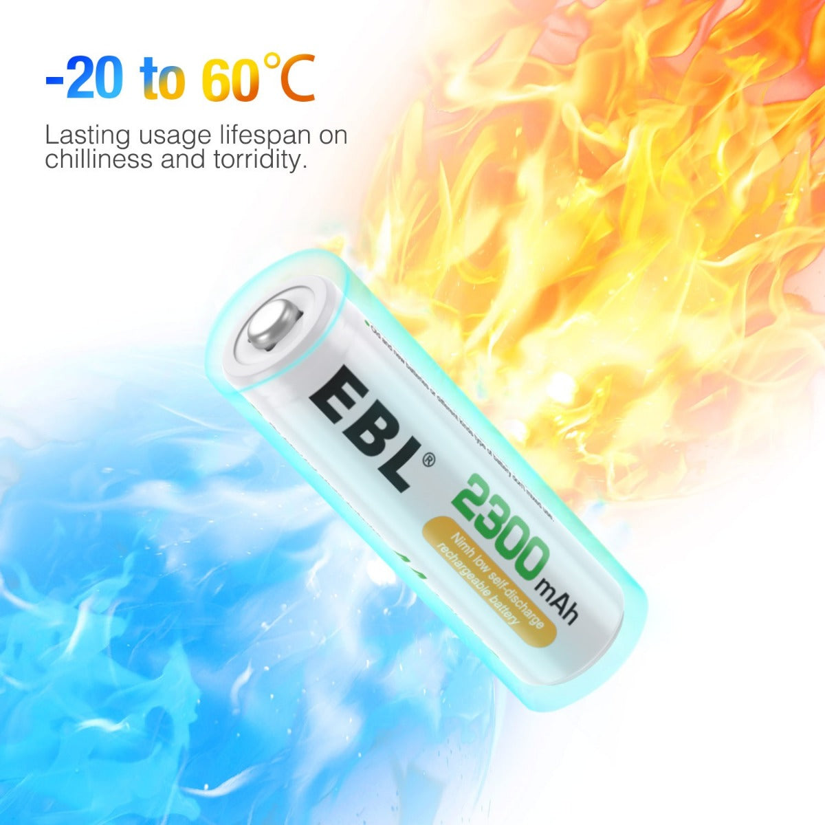 EBL 2300mAh AA NiMH Rechargeable Batteries - 8 Pack High Capacity for Digital Cameras, Flashlights, Toys & More | Long Lasting Power Supply